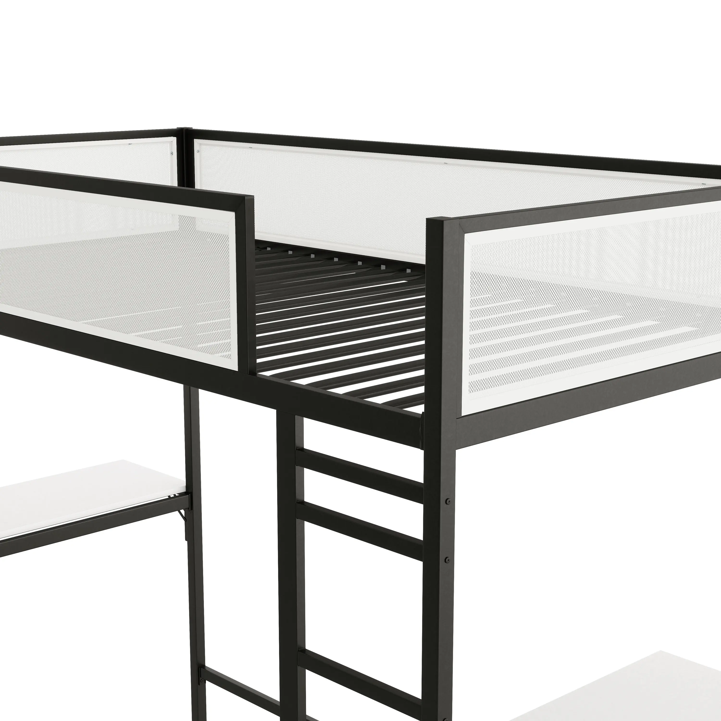EC-BK705BK Jackson Black Metal Twin Loft Bed with Dual Desks-9