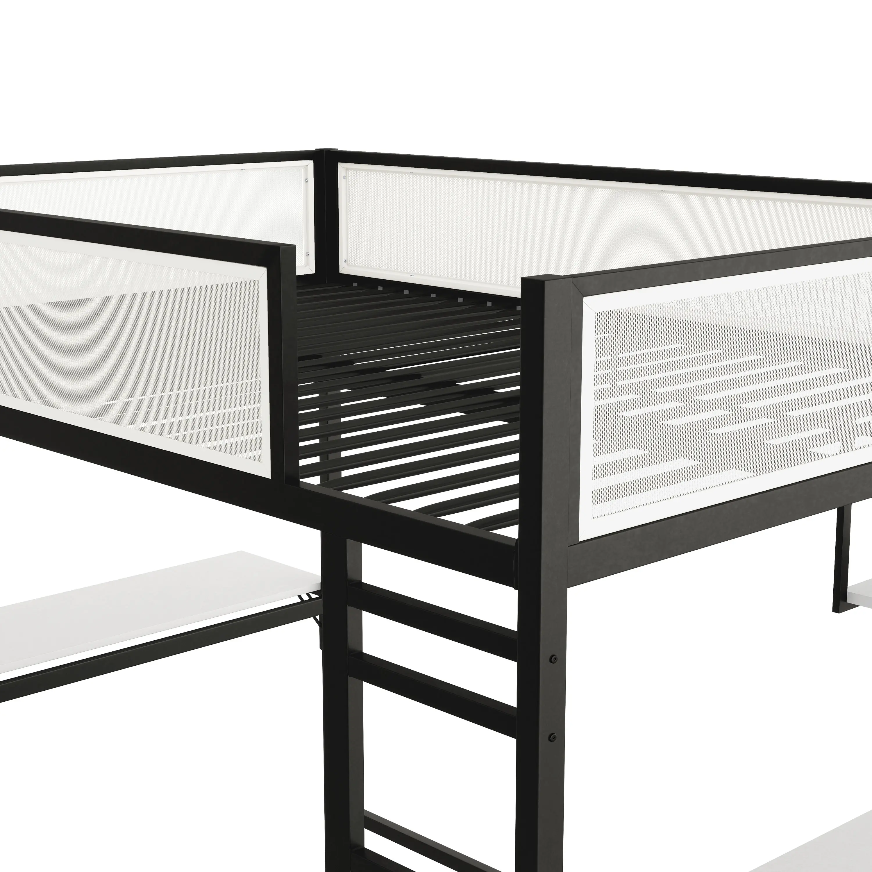 EC-BK706BK Jackson Black Metal Full Loft Bed with Dual Desks-10