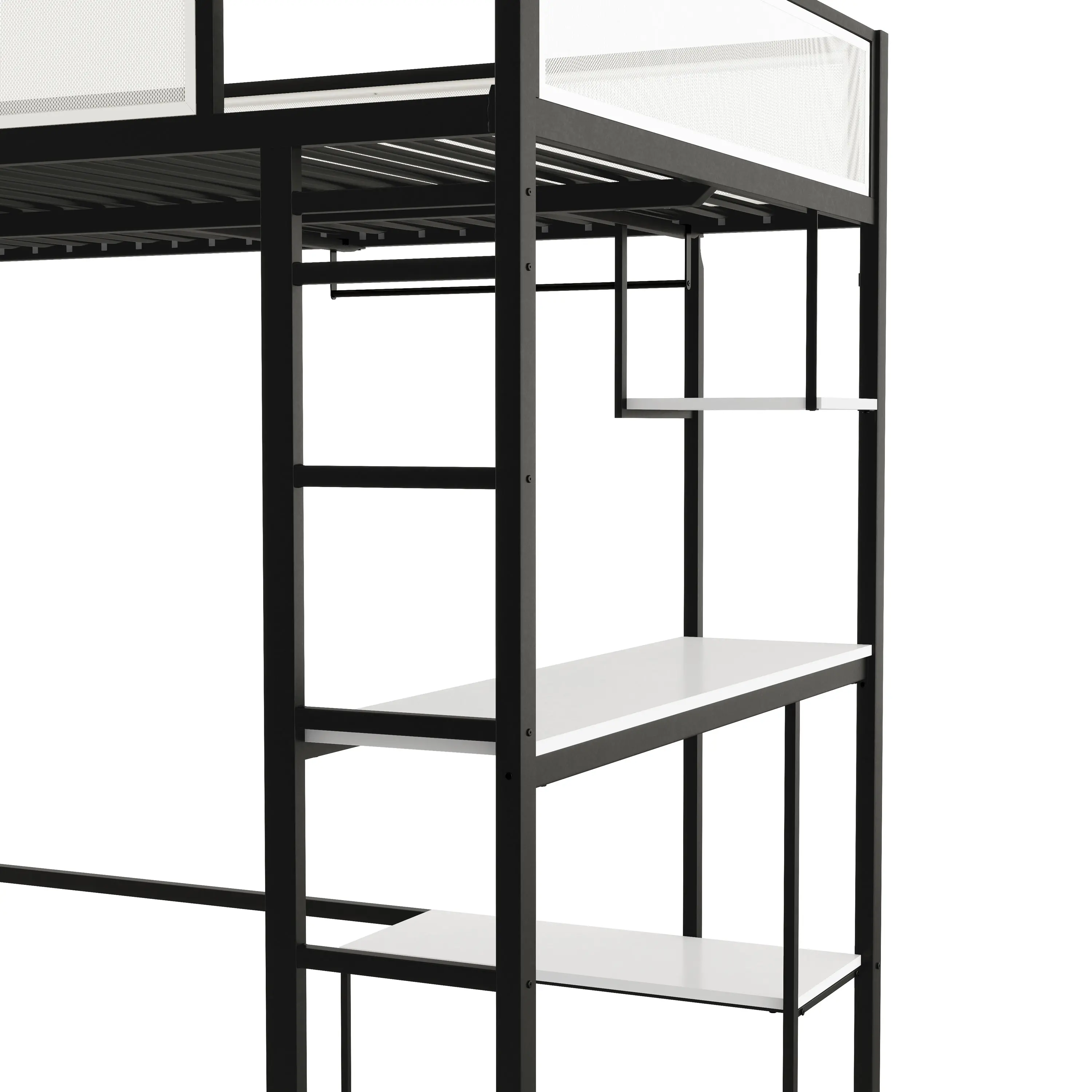 EC-BK706BK Jackson Black Metal Full Loft Bed with Dual Desks-11