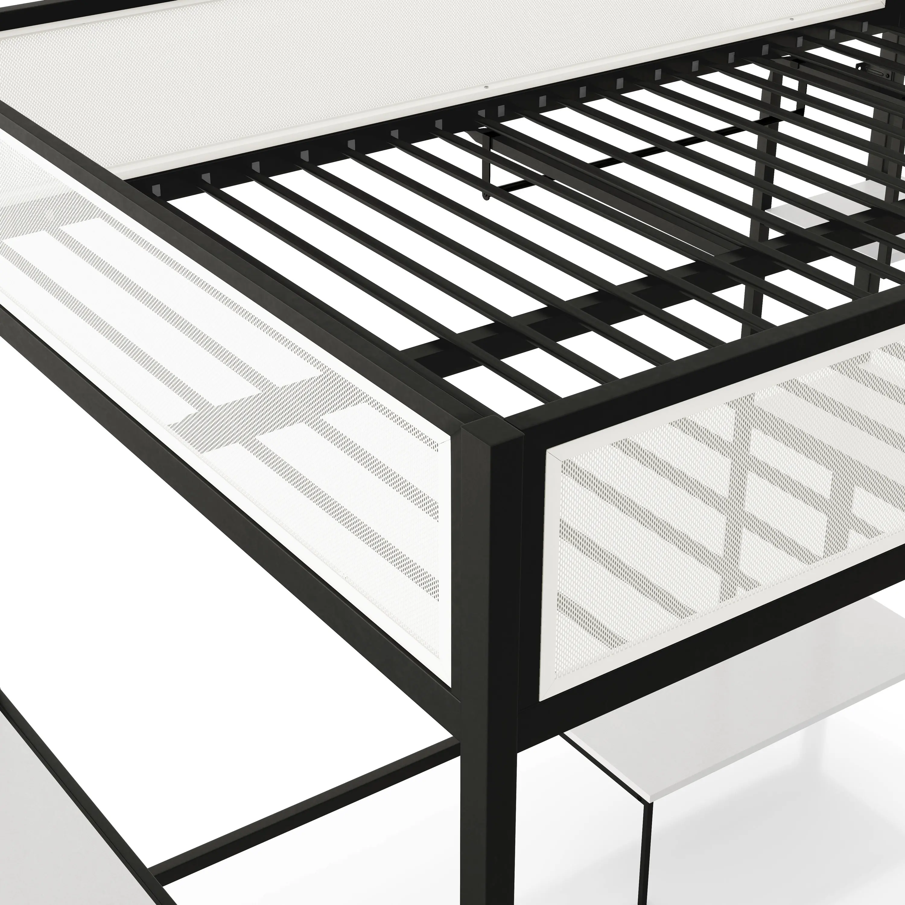 EC-BK706BK Jackson Black Metal Full Loft Bed with Dual Desks-7