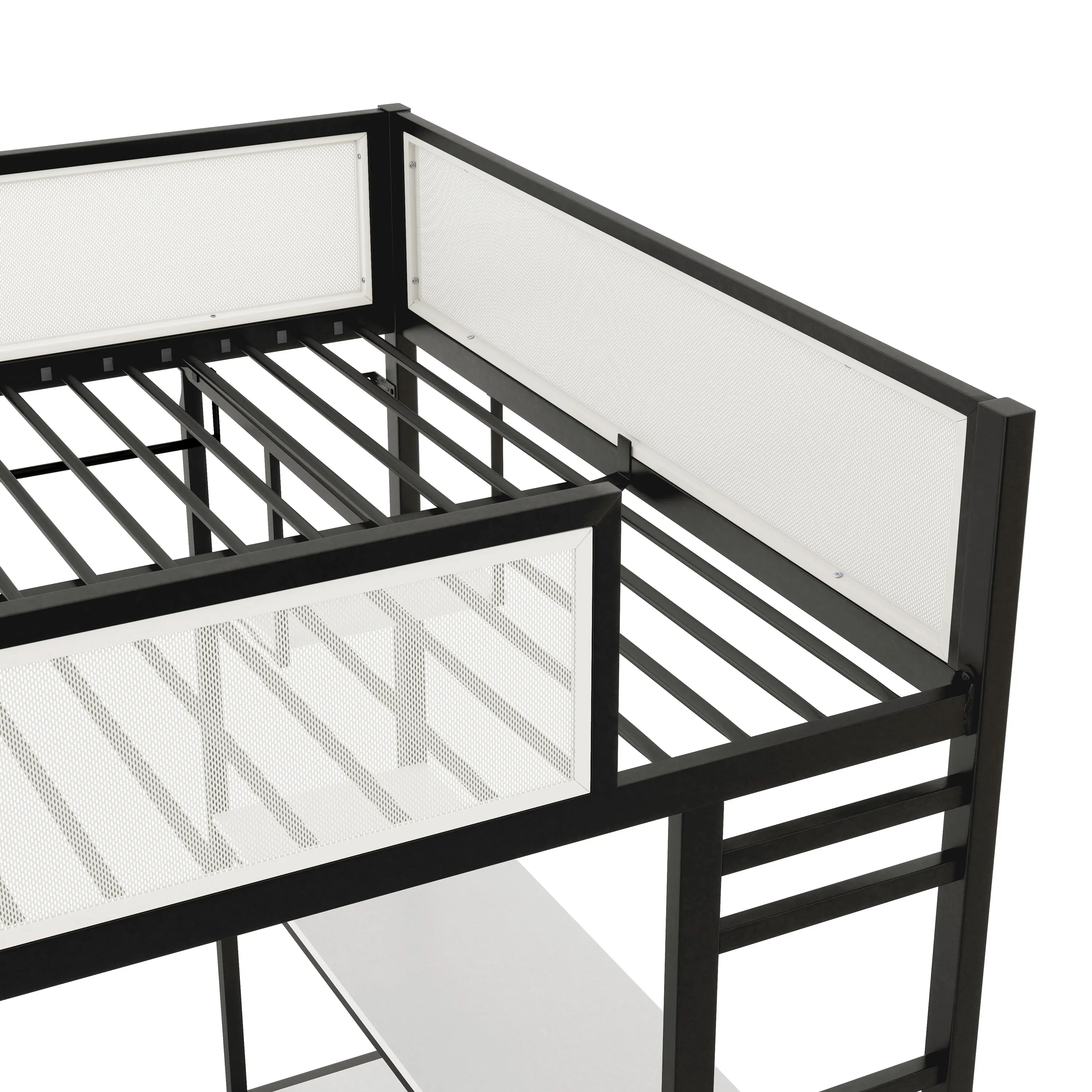 EC-BK706BK Jackson Black Metal Full Loft Bed with Dual Desks-9
