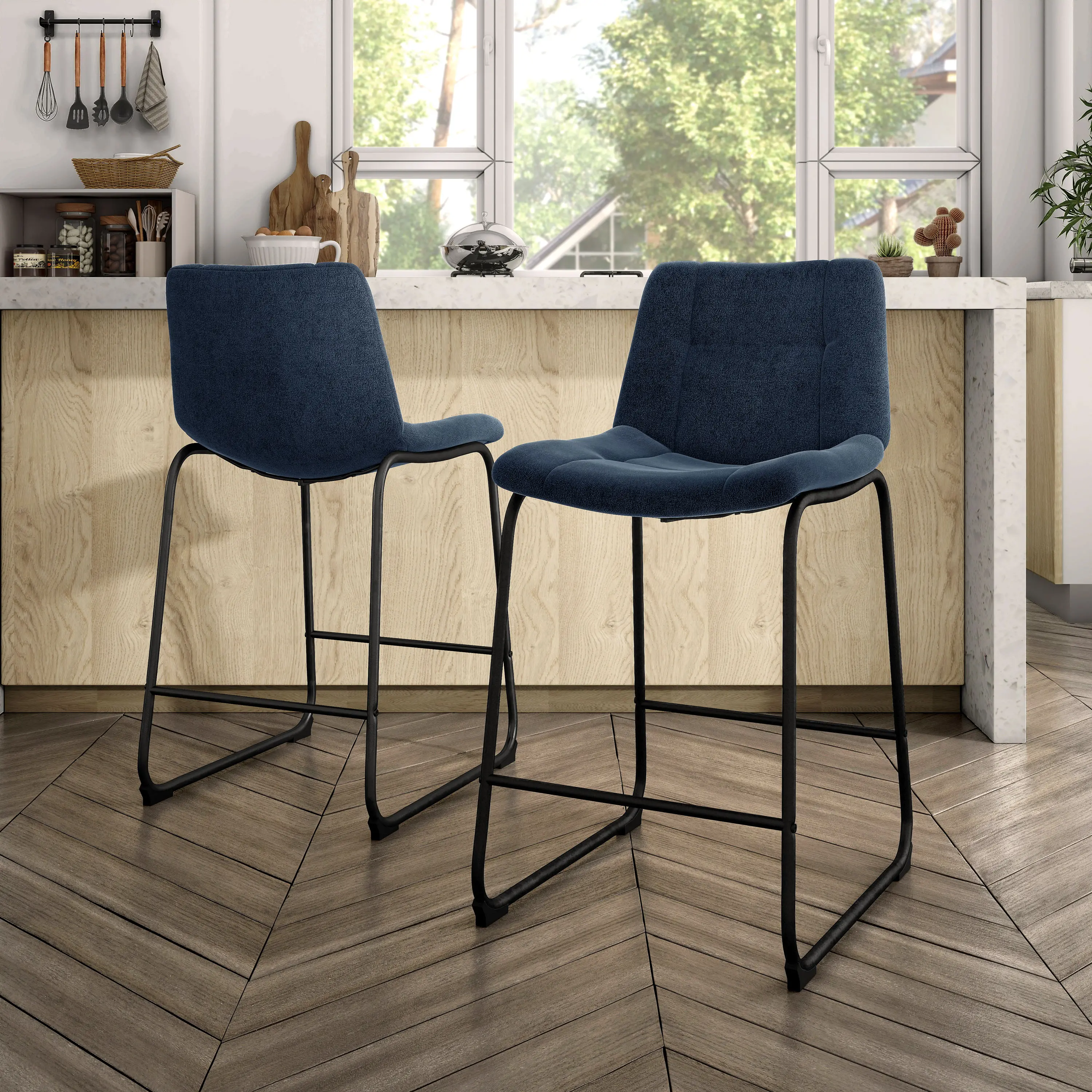 EC-3471BL-PC Eamon Blue Counter Height Stools, Set of 2-1