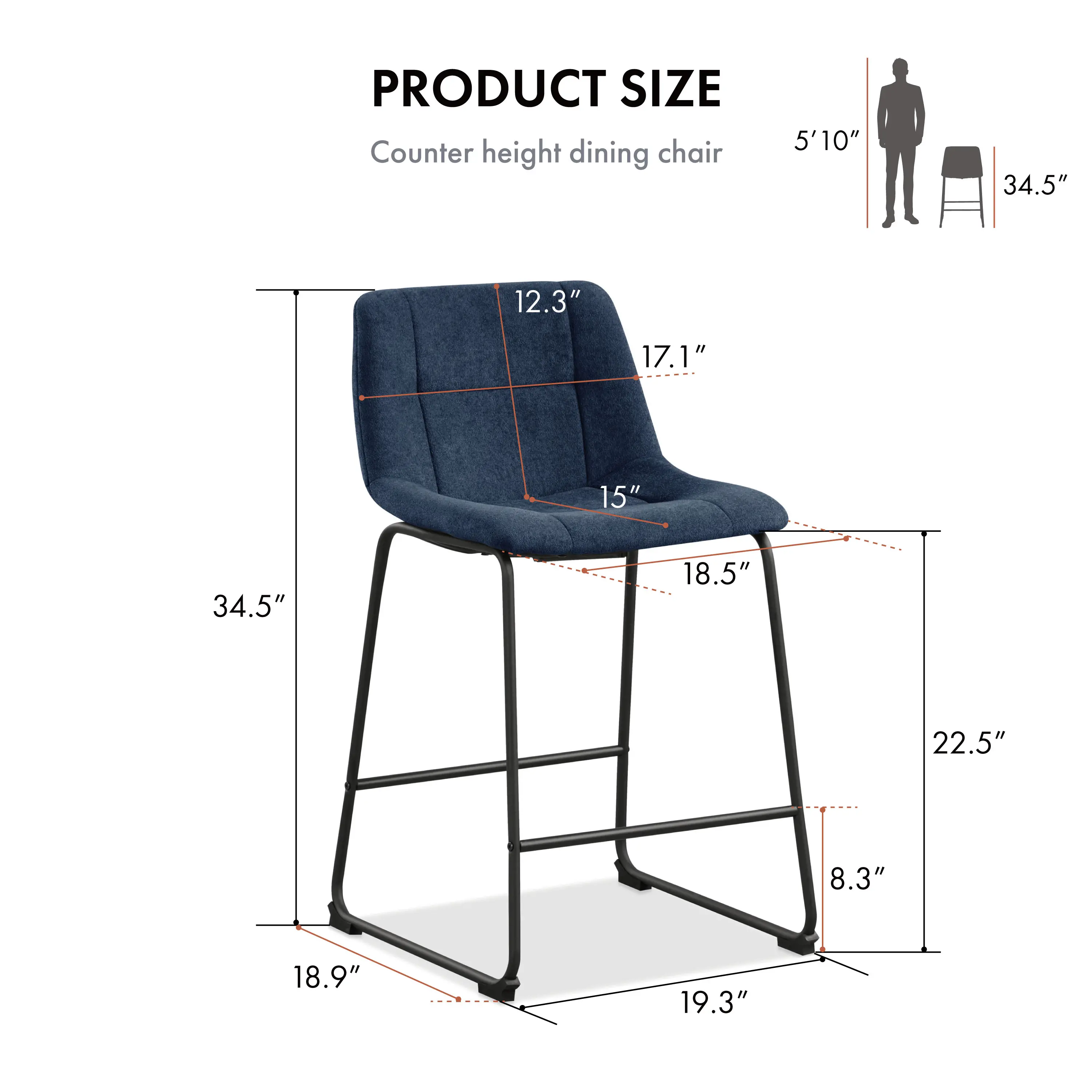 EC-3471BL-PC Eamon Blue Counter Height Stools, Set of 2-8