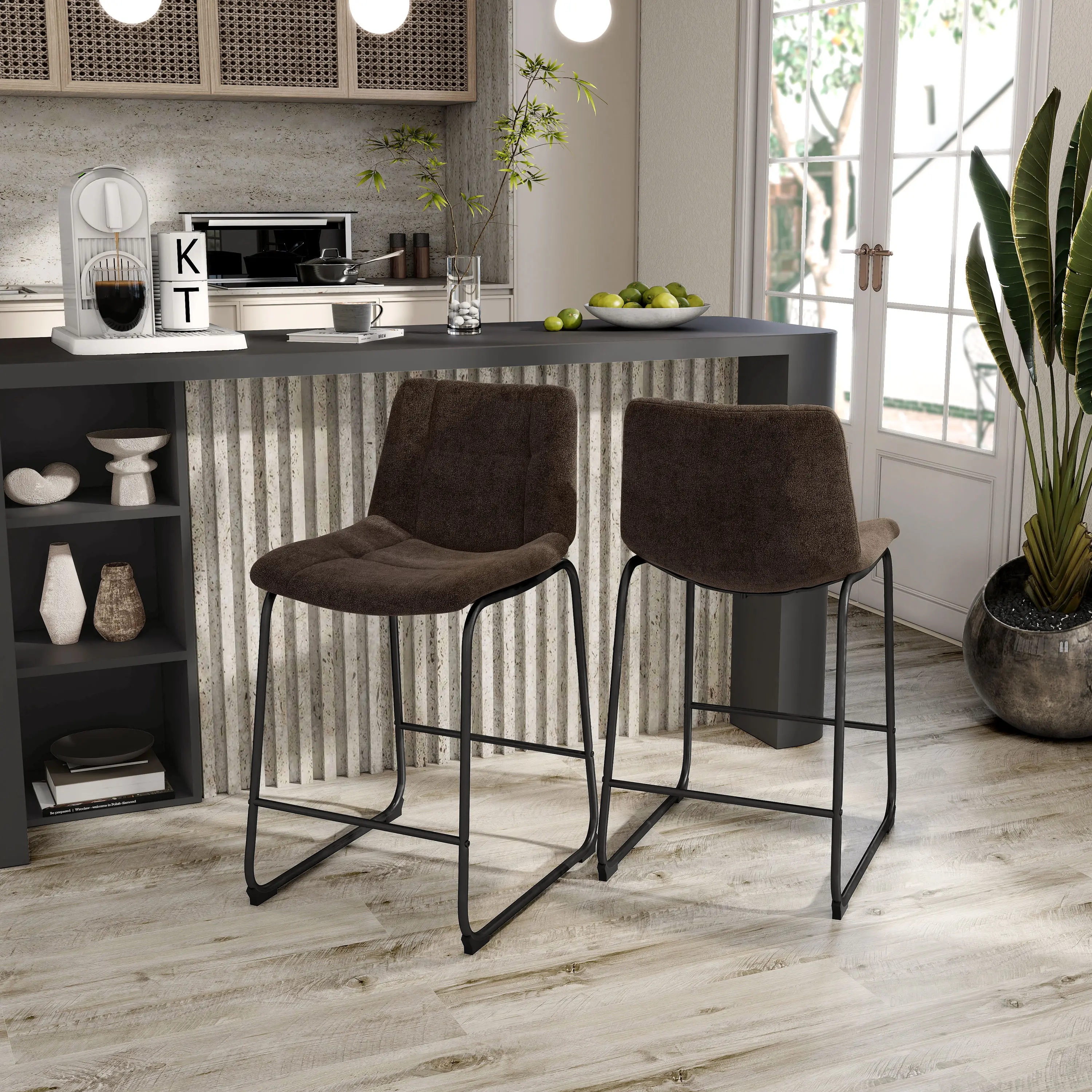 EC-3471BR-PC Eamon Brown Counter Height Stools, Set of 2-1