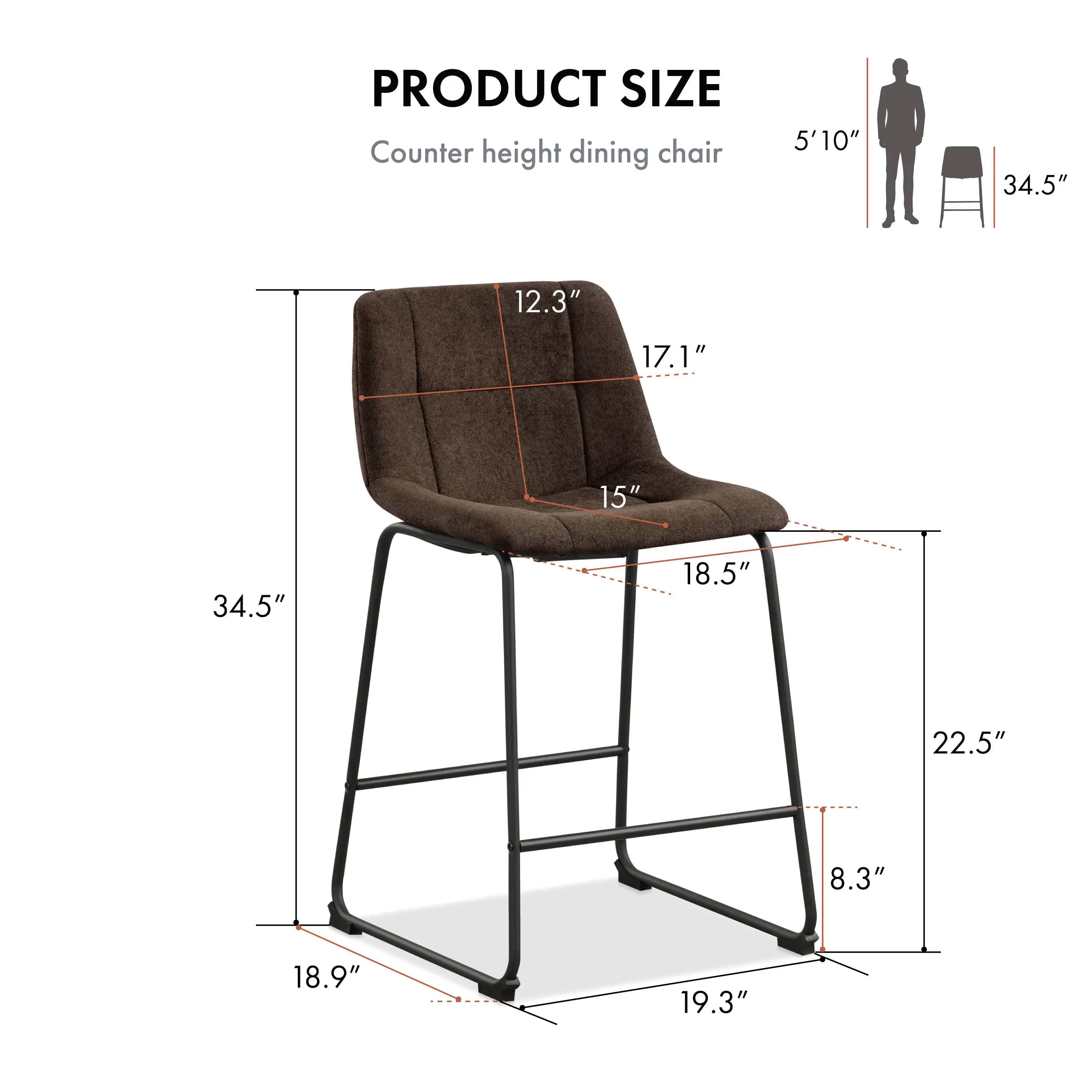 EC-3471BR-PC Eamon Brown Counter Height Stools, Set of 2-9