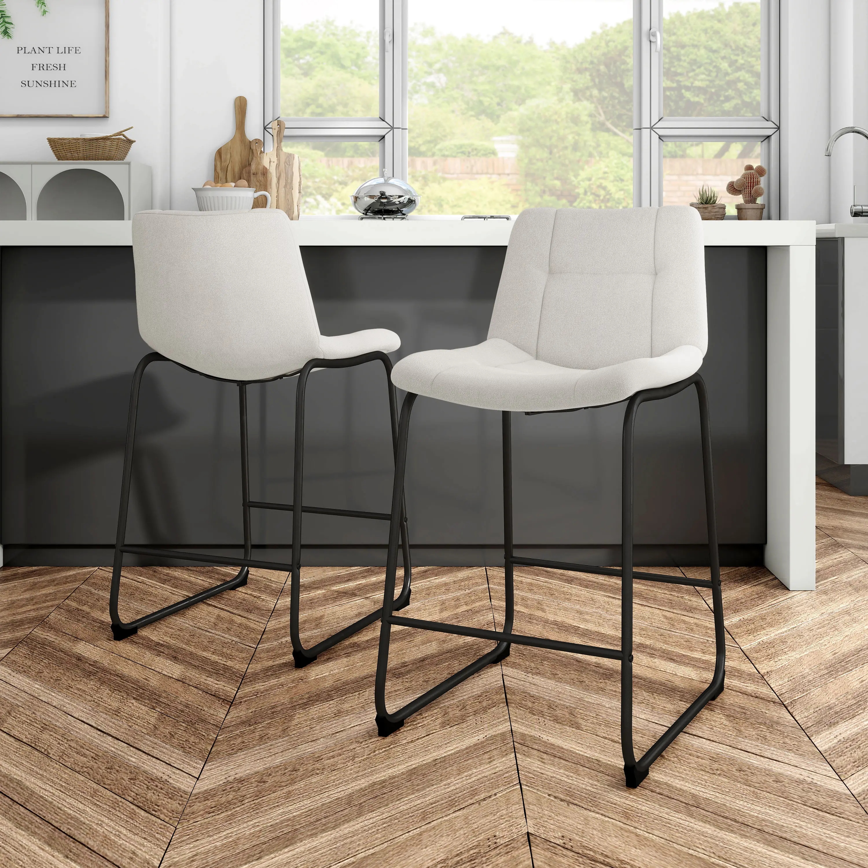 EC-3471WH-PC Eamon White Counter Height Stools, Set of 2-1