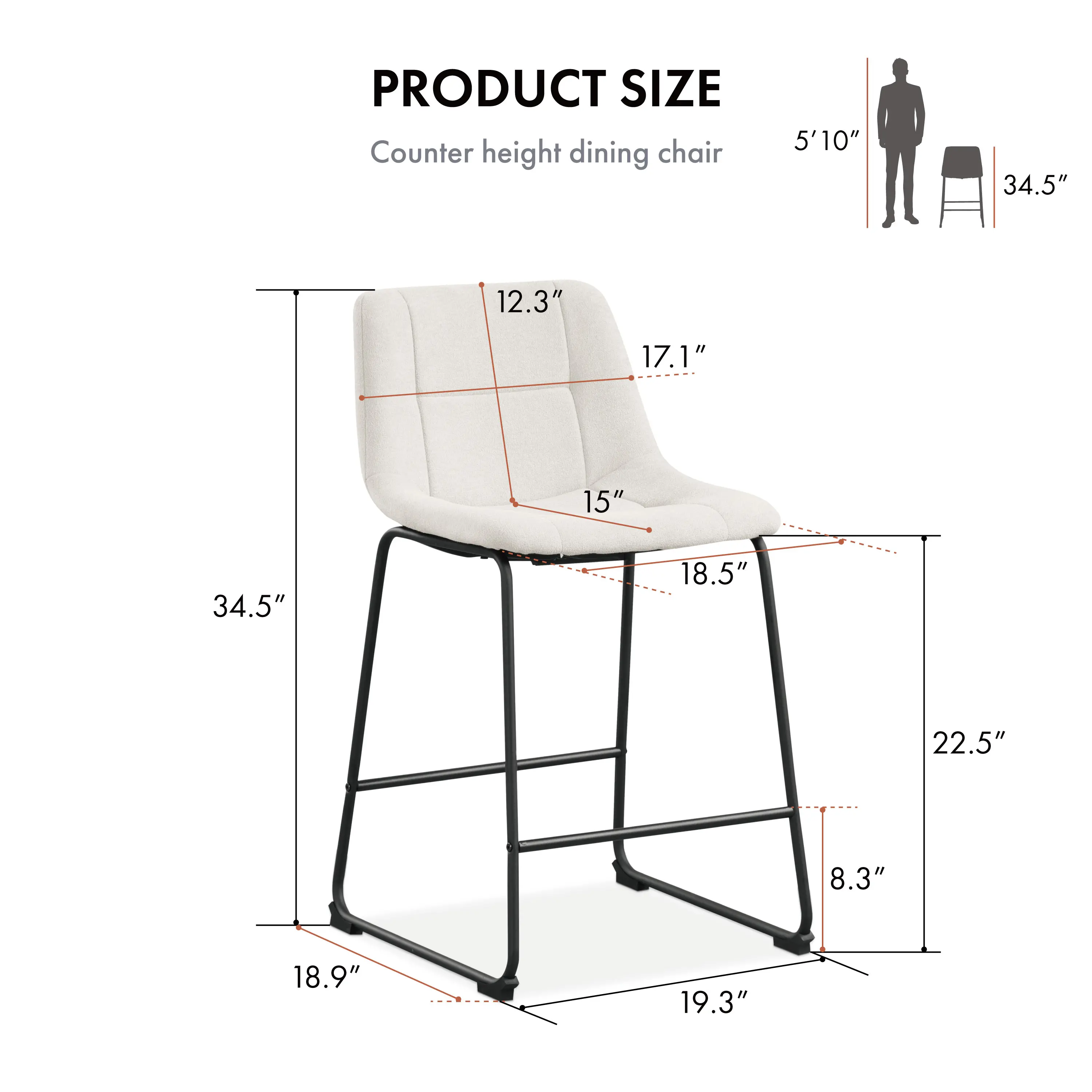 EC-3471WH-PC Eamon White Counter Height Stools, Set of 2-9