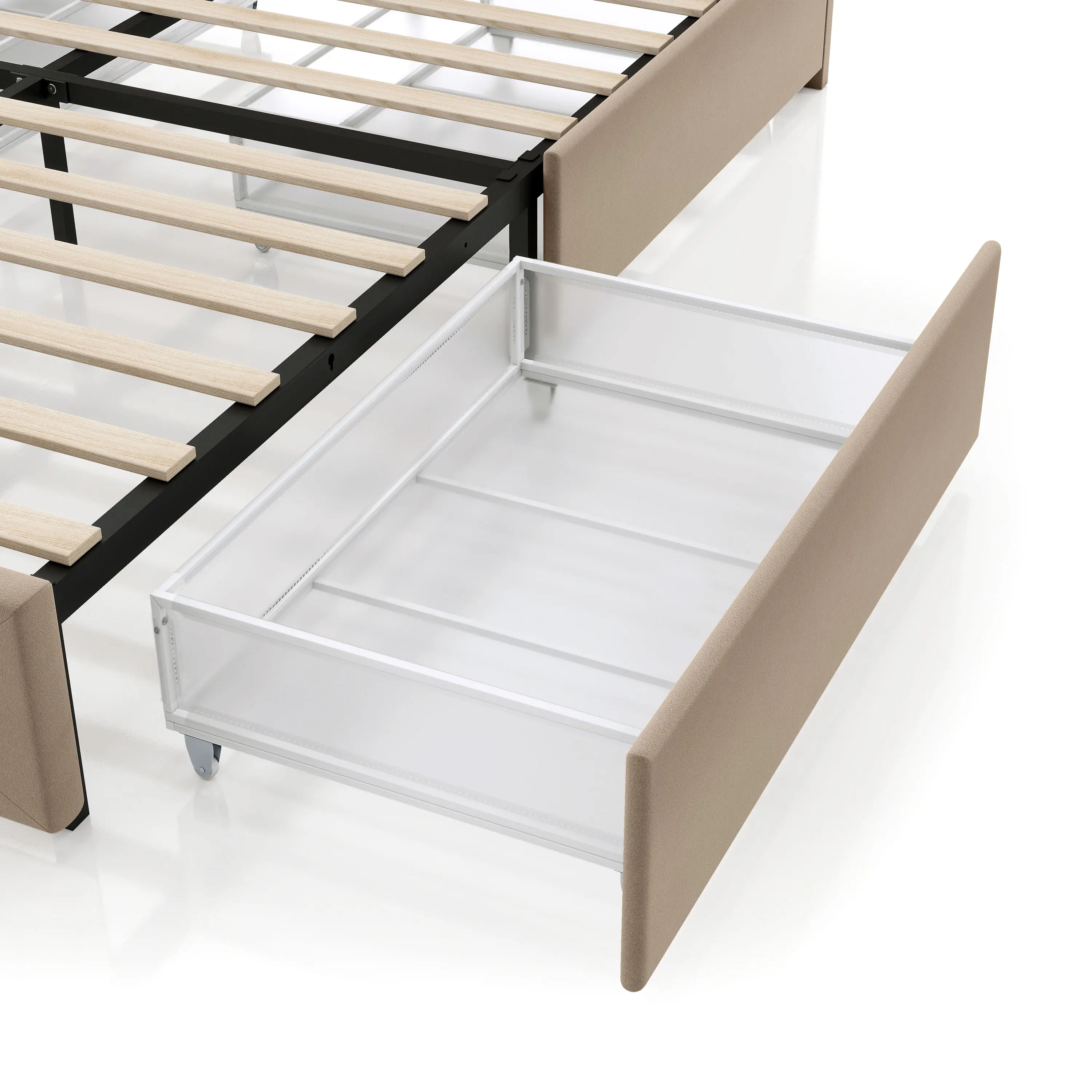 EC-N7247LB-F Jacinth Light Brown Velvet 4-Drawer Full Platform Bed-8