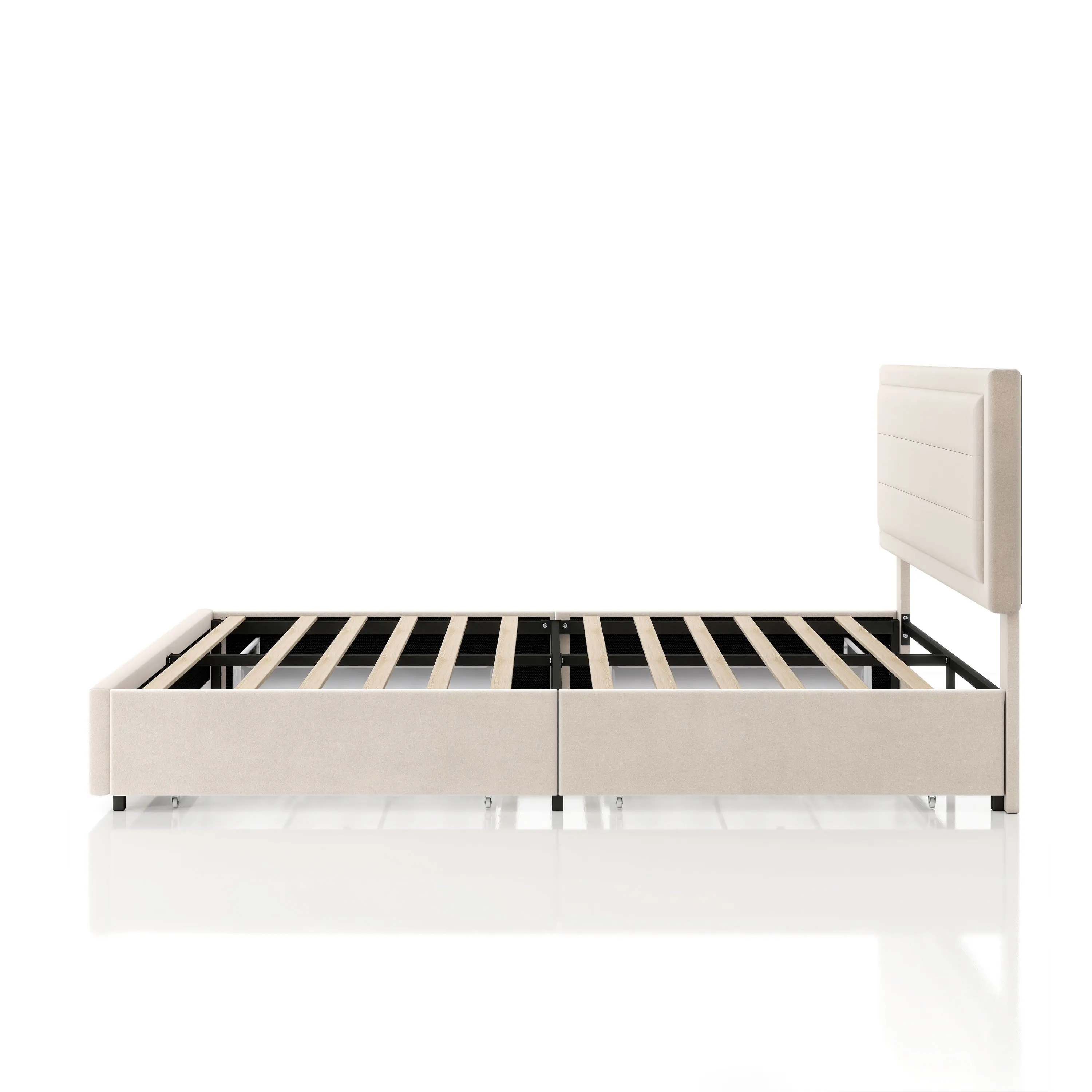 EC-N7247IV-Q Jacinth Ivory Velvet 4-Drawer Queen Platform Bed-5