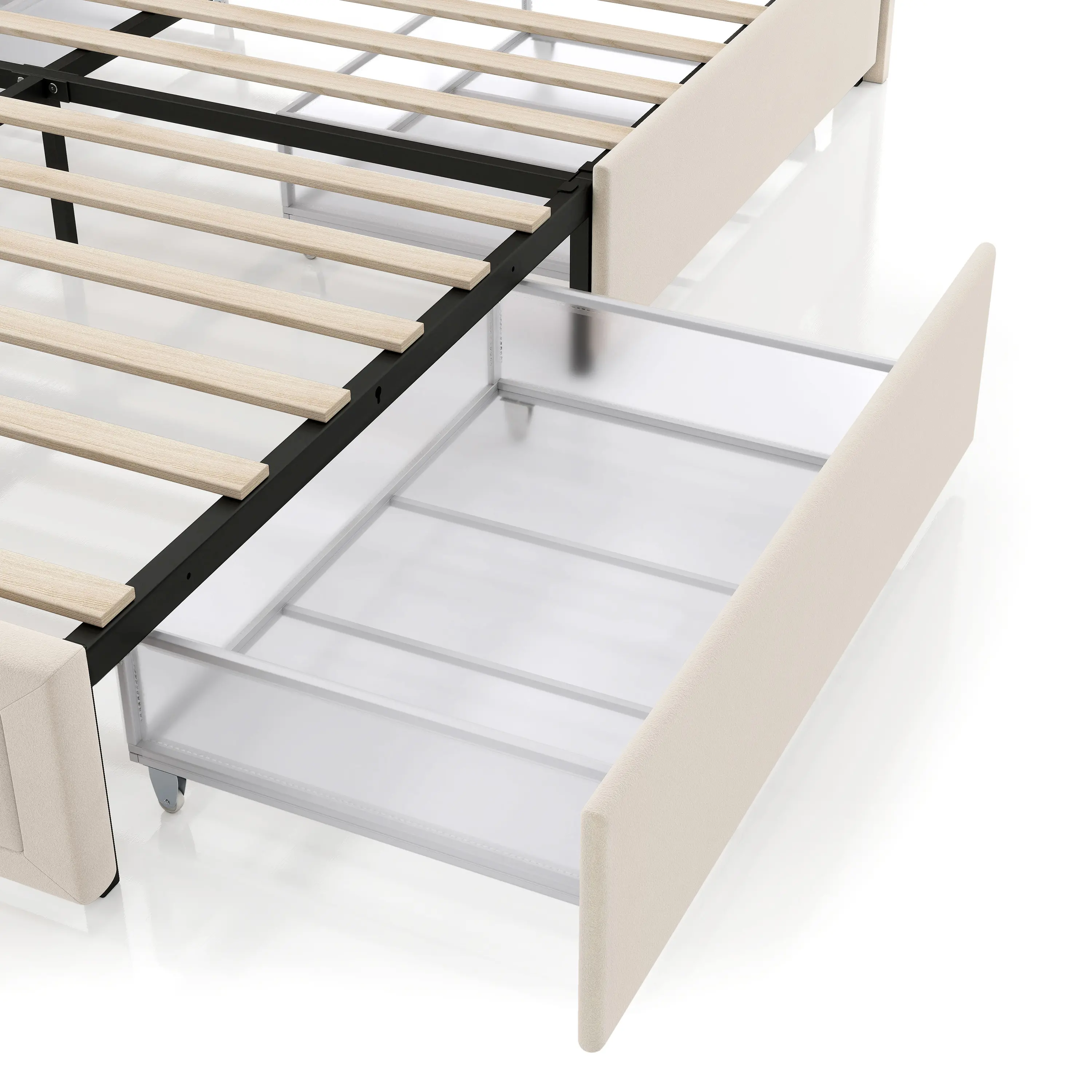 EC-N7247IV-Q Jacinth Ivory Velvet 4-Drawer Queen Platform Bed-8