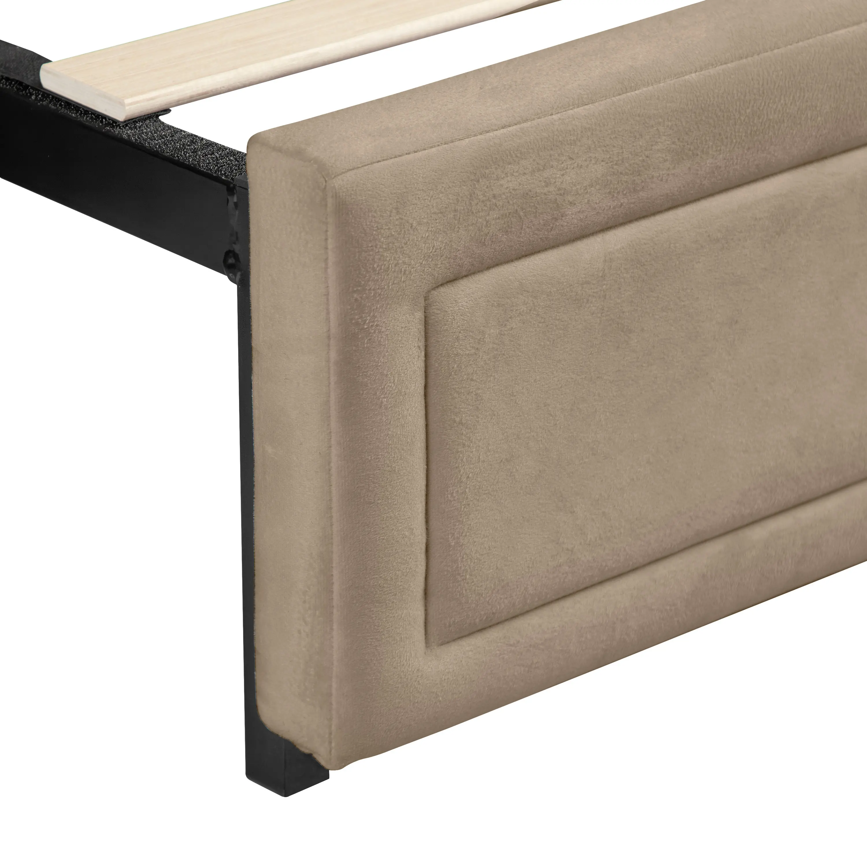 EC-N7247LB-Q Jacinth Light Brown Velvet 4-Drawer Queen Platform Bed-9