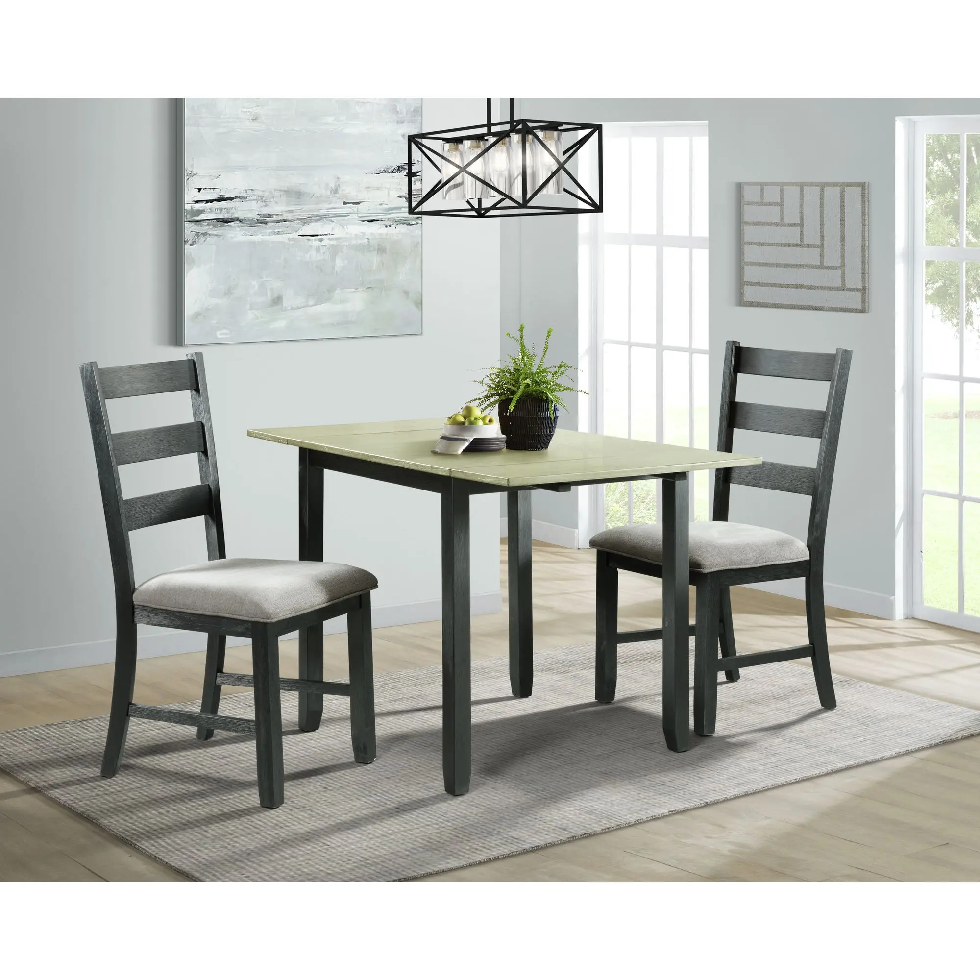 Martin Gray and Black 3 Piece Dropleaf Table Set-2