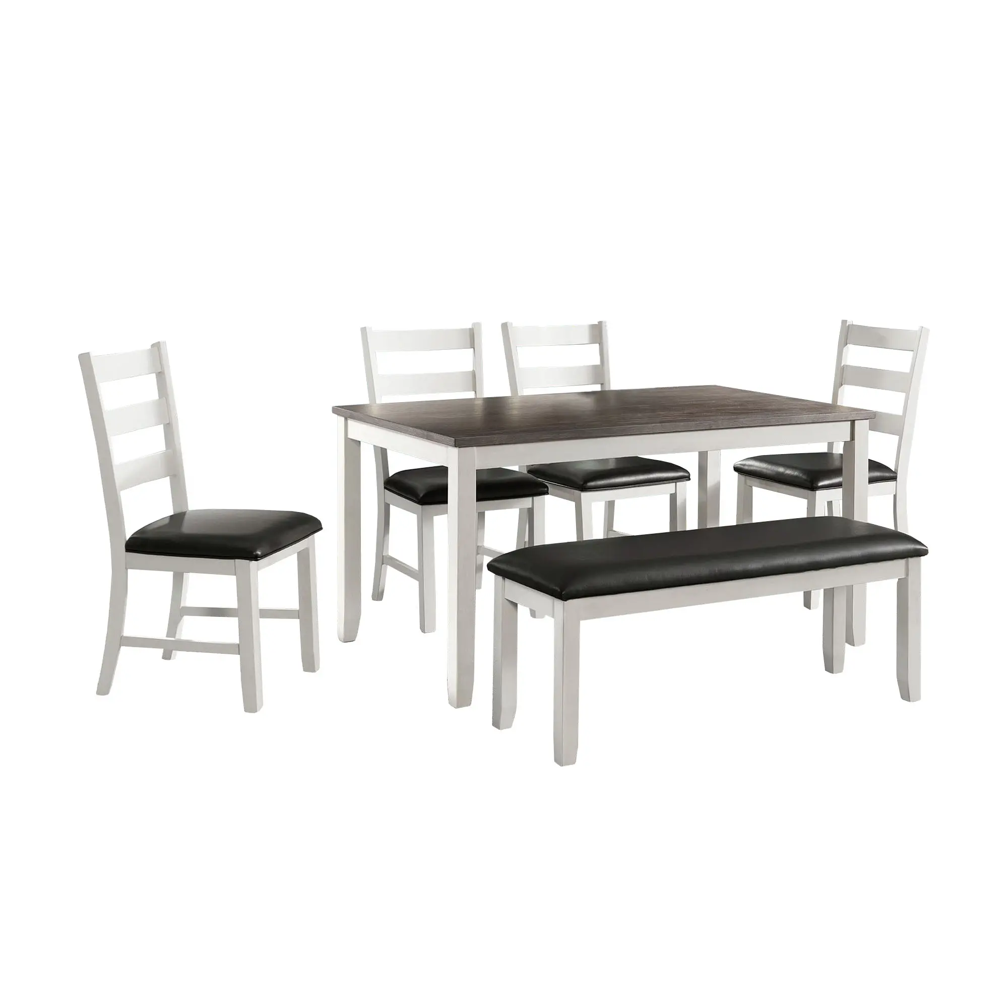 Martin Brown and White 6 Piece Dining Table Set-1