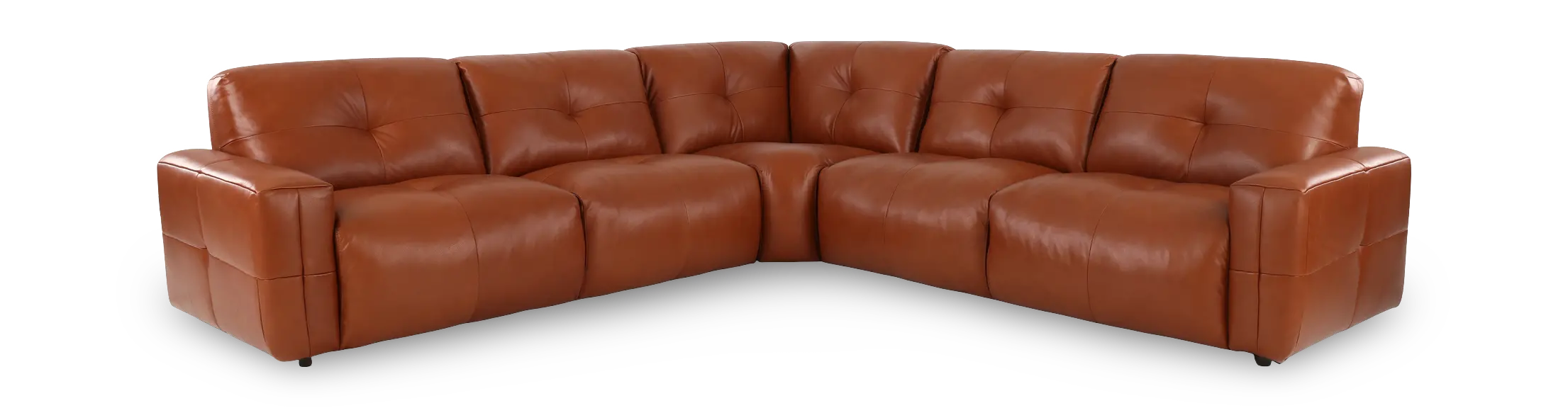 Soho Warm Brown 3‑Piece Leather Sectional-1