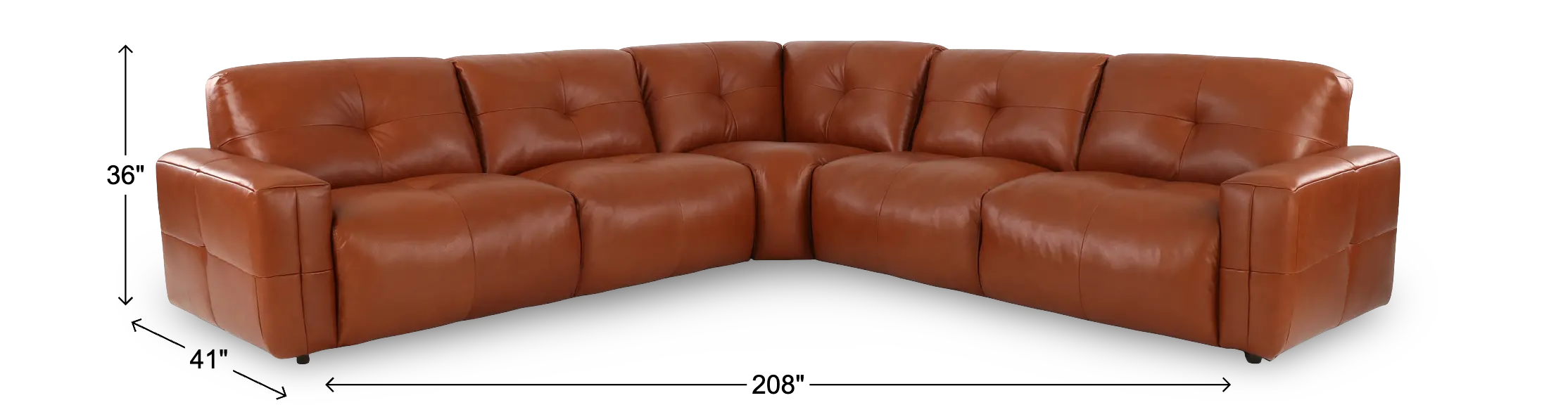 Soho Warm Brown 3‑Piece Leather Sectional-3