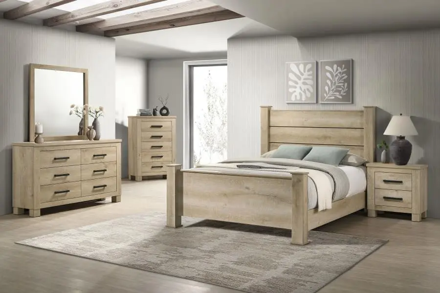 Glen Washed Oak Queen Bed-2