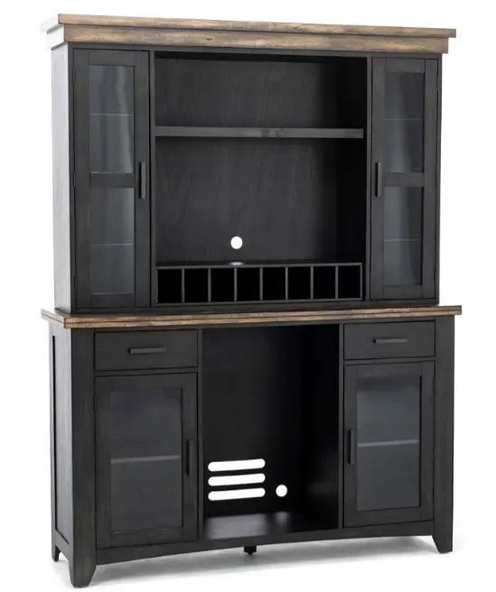 1859-23-BACK/HUTCH Ashford Black and Dark Brown Back Bar with Hutch-1