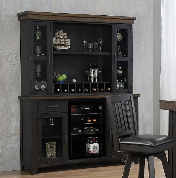 1859-23-BACK/HUTCH Ashford Black and Dark Brown Back Bar with Hutch-2