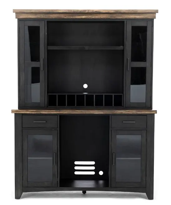 1859-23-BACK/HUTCH Ashford Black and Dark Brown Back Bar with Hutch-3