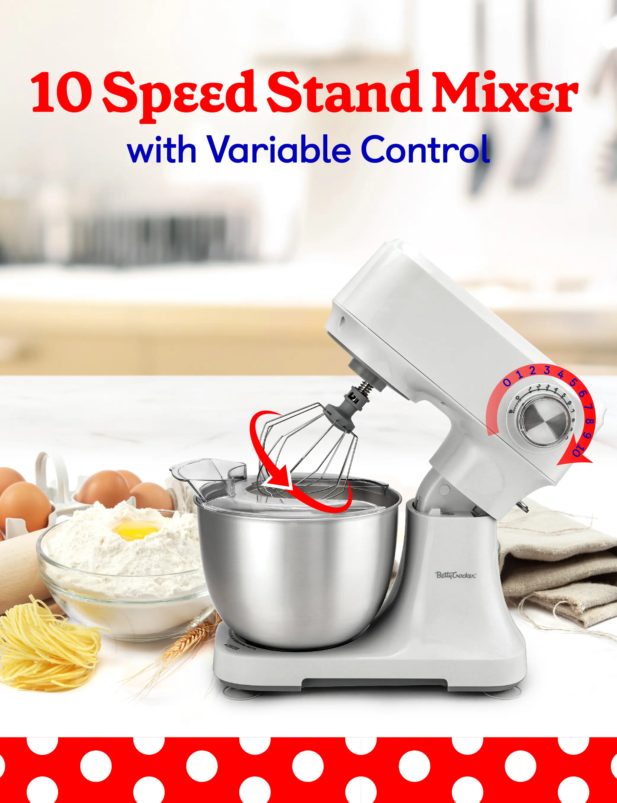 BC-4325W Betty Crocker 3.7 Qt Stand Mixer - White-2