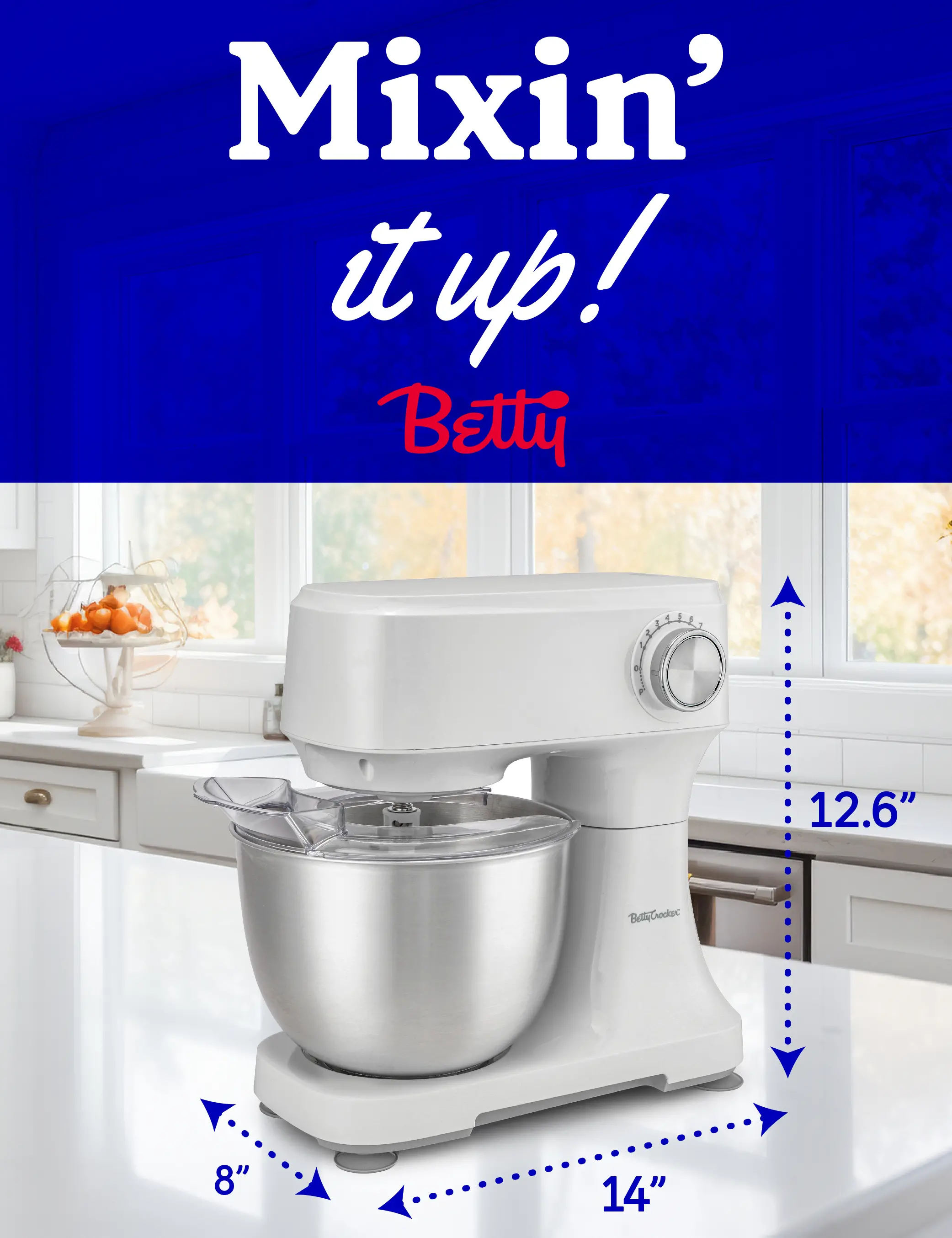 BC-4325W Betty Crocker 3.7 Qt Stand Mixer - White-7