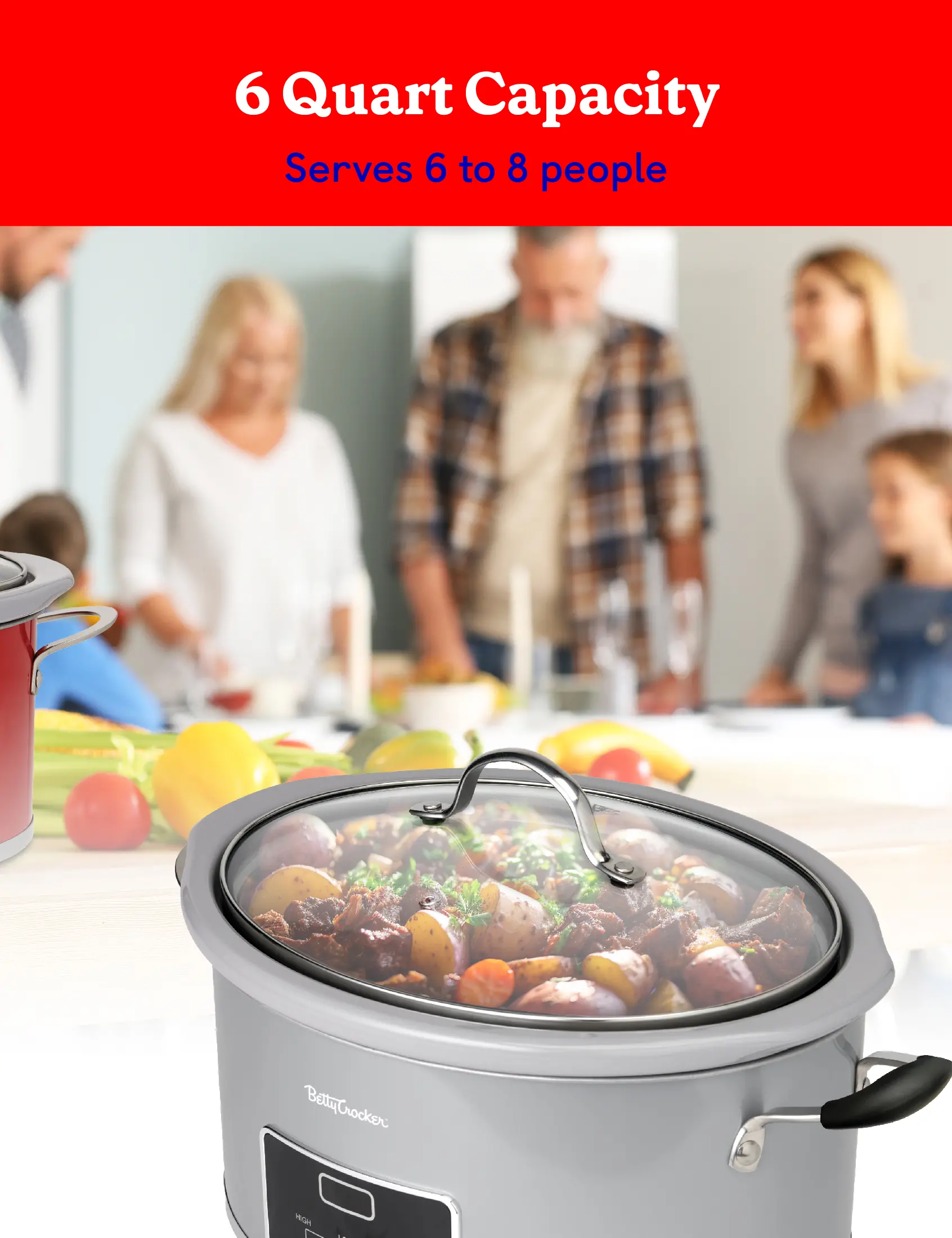 BC-4587S Betty Crocker 6 Qt Oval Digital Slow Cooker - Silver-3