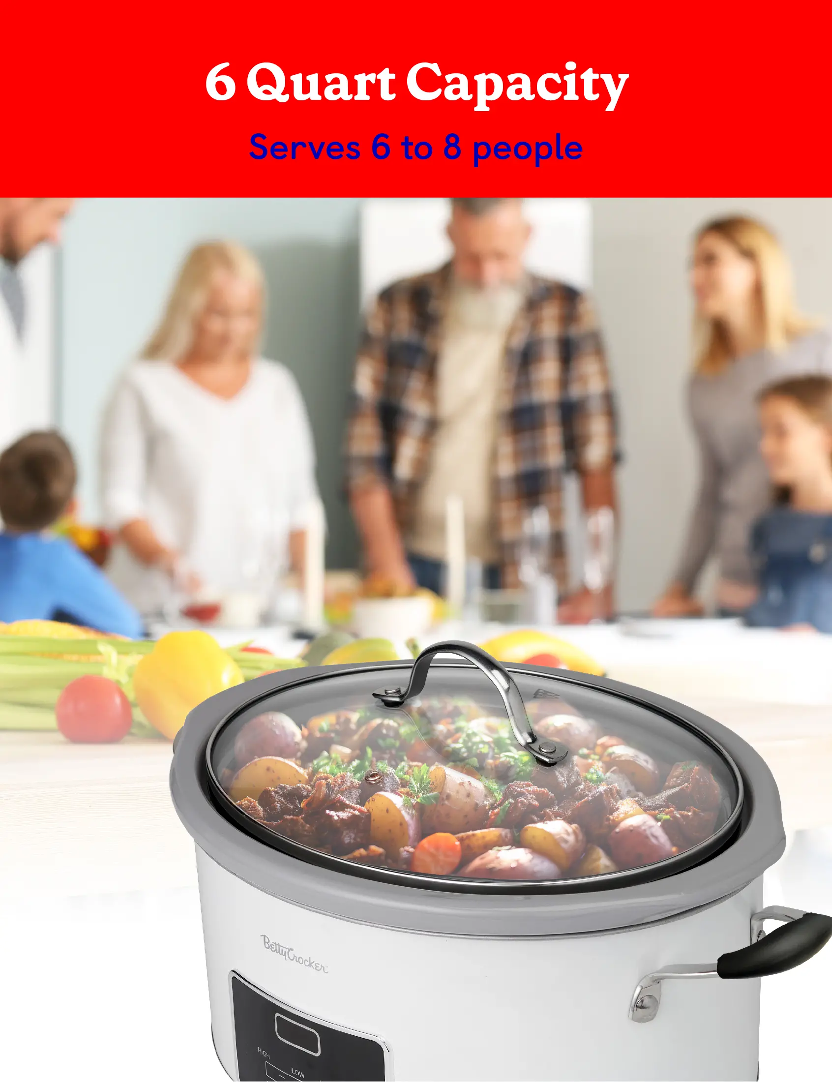 BC-4587W Betty Crocker 6 Qt Oval Digital Slow Cooker - White-3