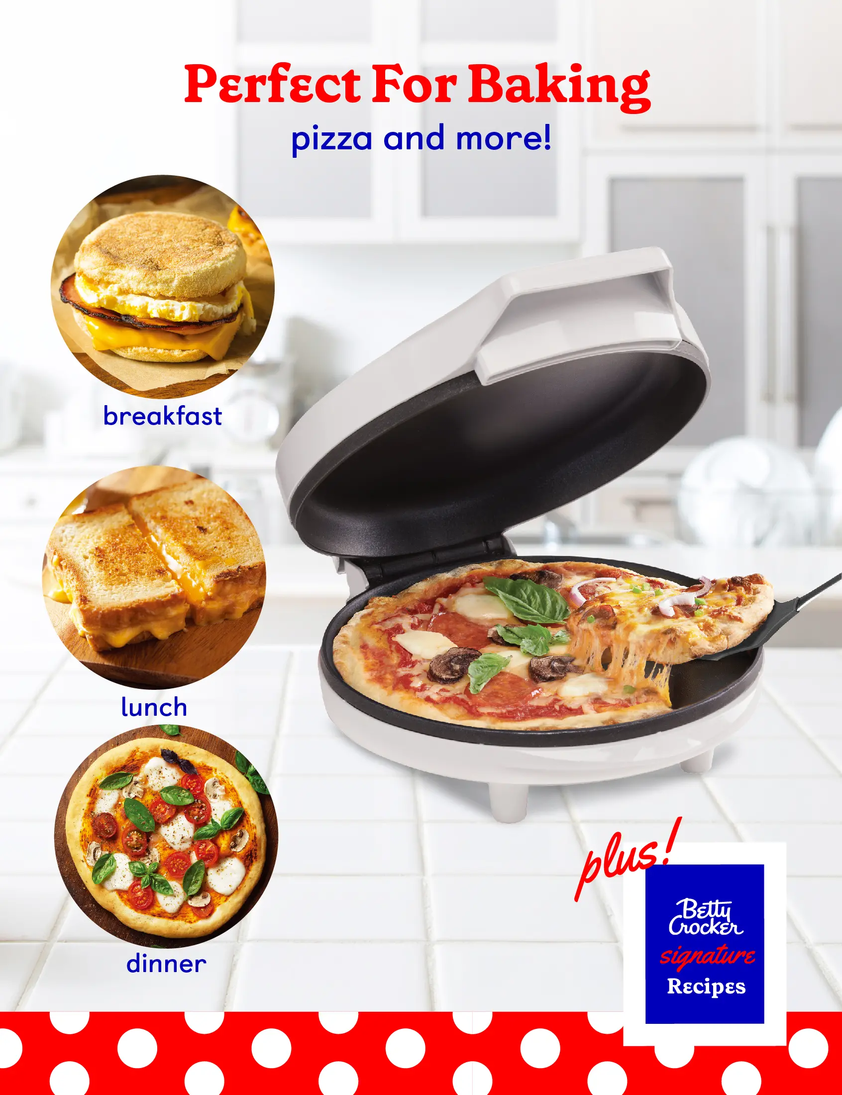 BC-4959CW Betty Crocker Pizza Maker and Electric Grill - White-2