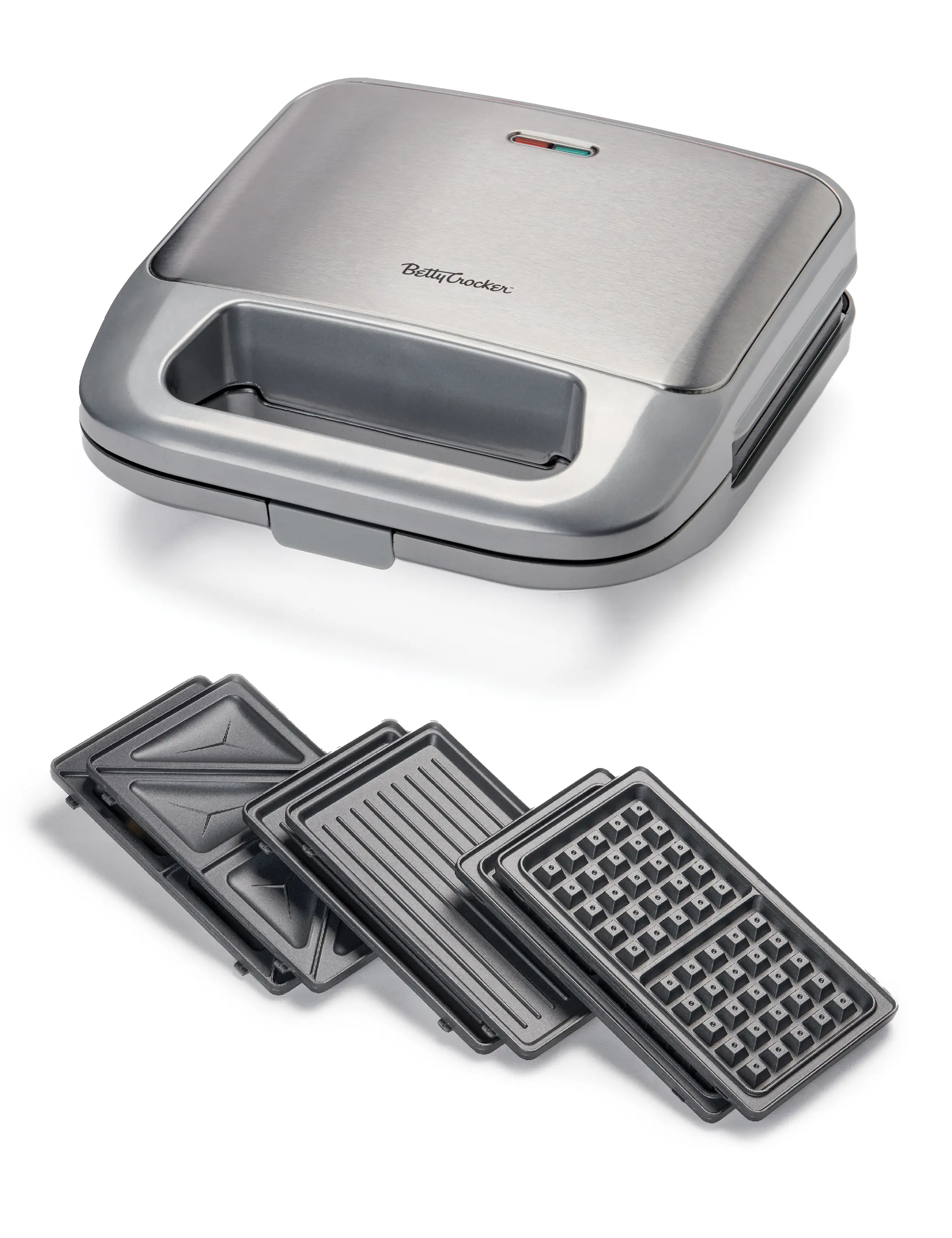 BC-4965S Betty Crocker 3-in-1 Indoor Grill, Sandwich, & Waffle Maker - Silver-1