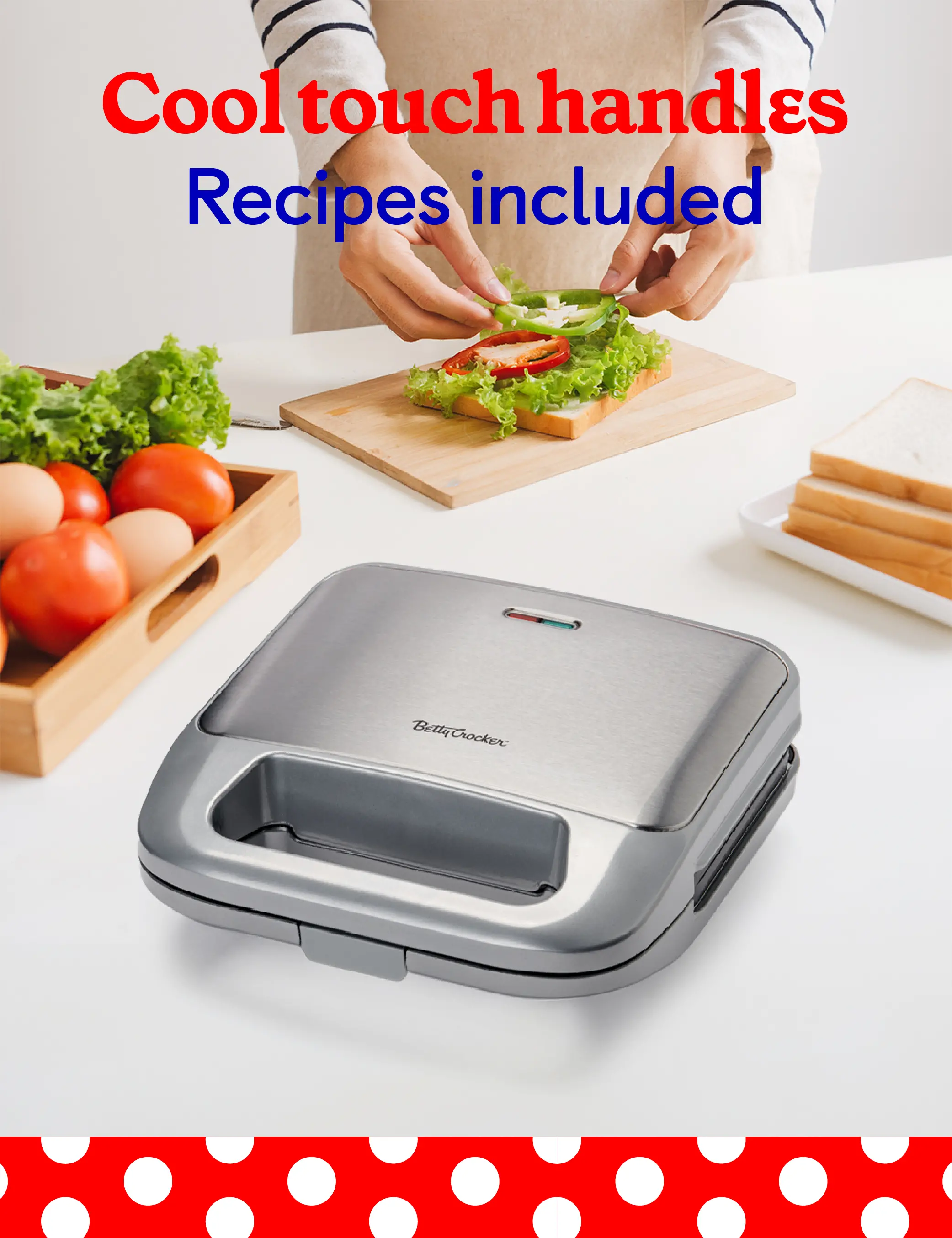 BC-4965S Betty Crocker 3-in-1 Indoor Grill, Sandwich, & Waffle Maker - Silver-5
