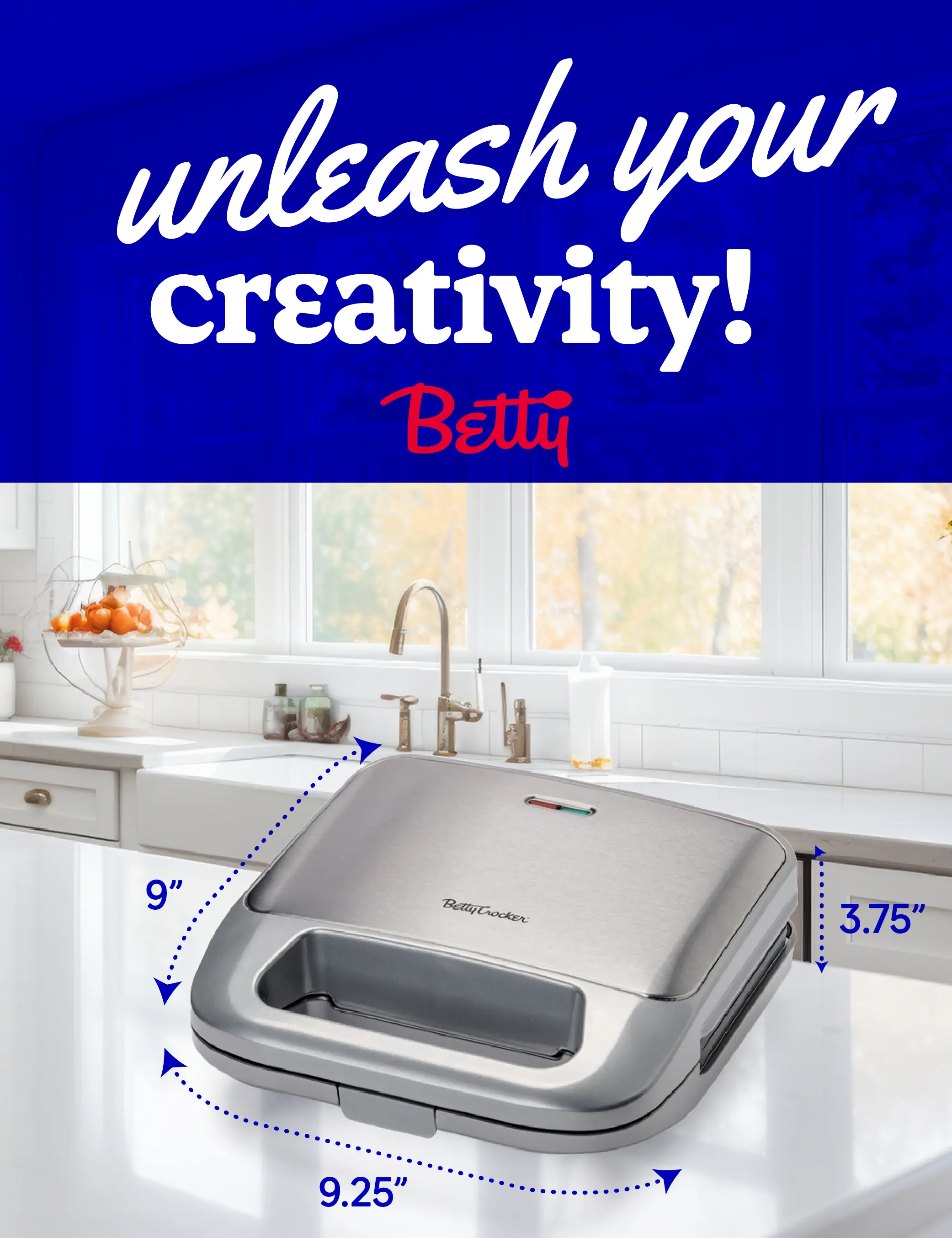 BC-4965S Betty Crocker 3-in-1 Indoor Grill, Sandwich, & Waffle Maker - Silver-7