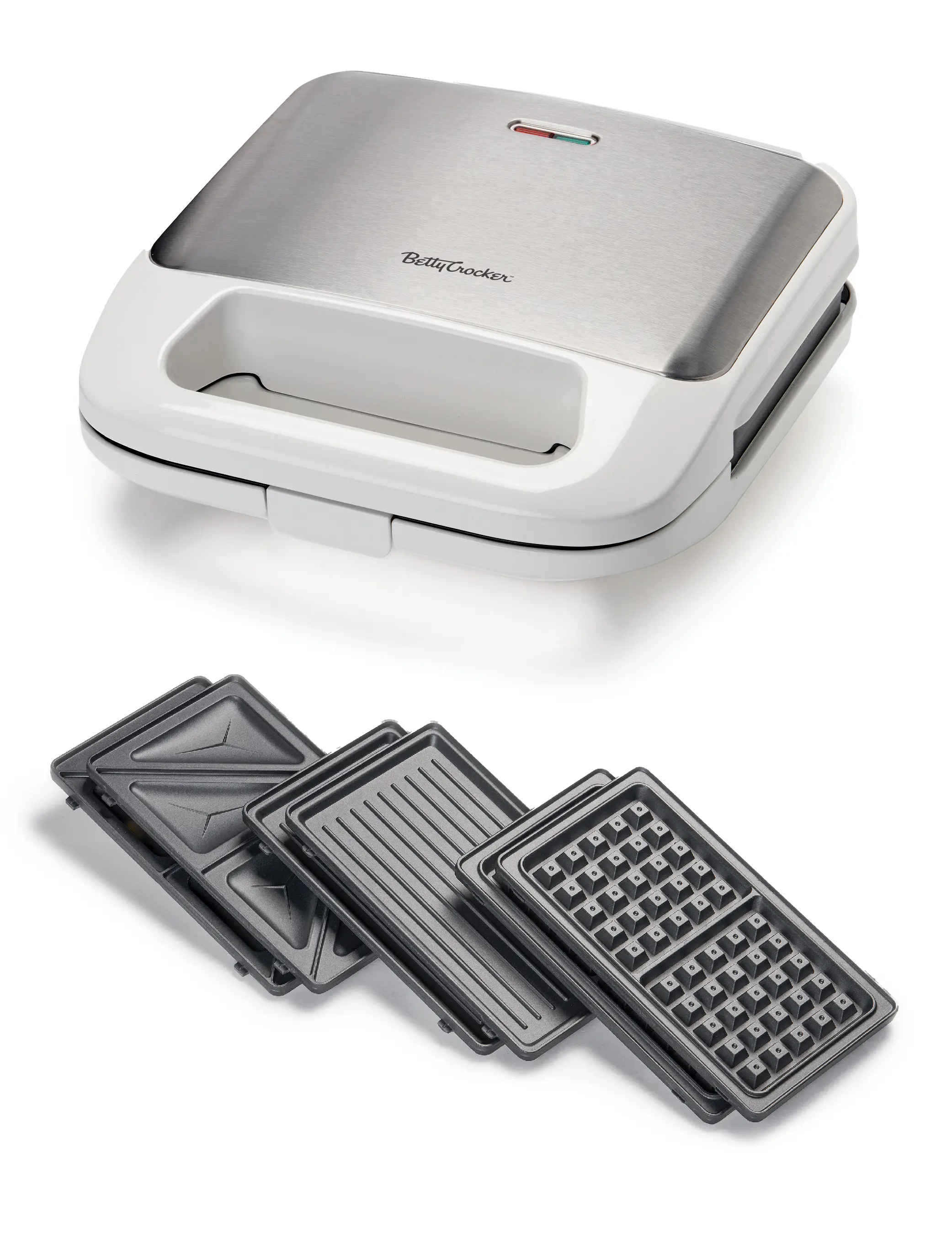 BC-4965W Betty Crocker 3-in-1 Indoor Grill, Sandwich, & Waffle Maker - White-1
