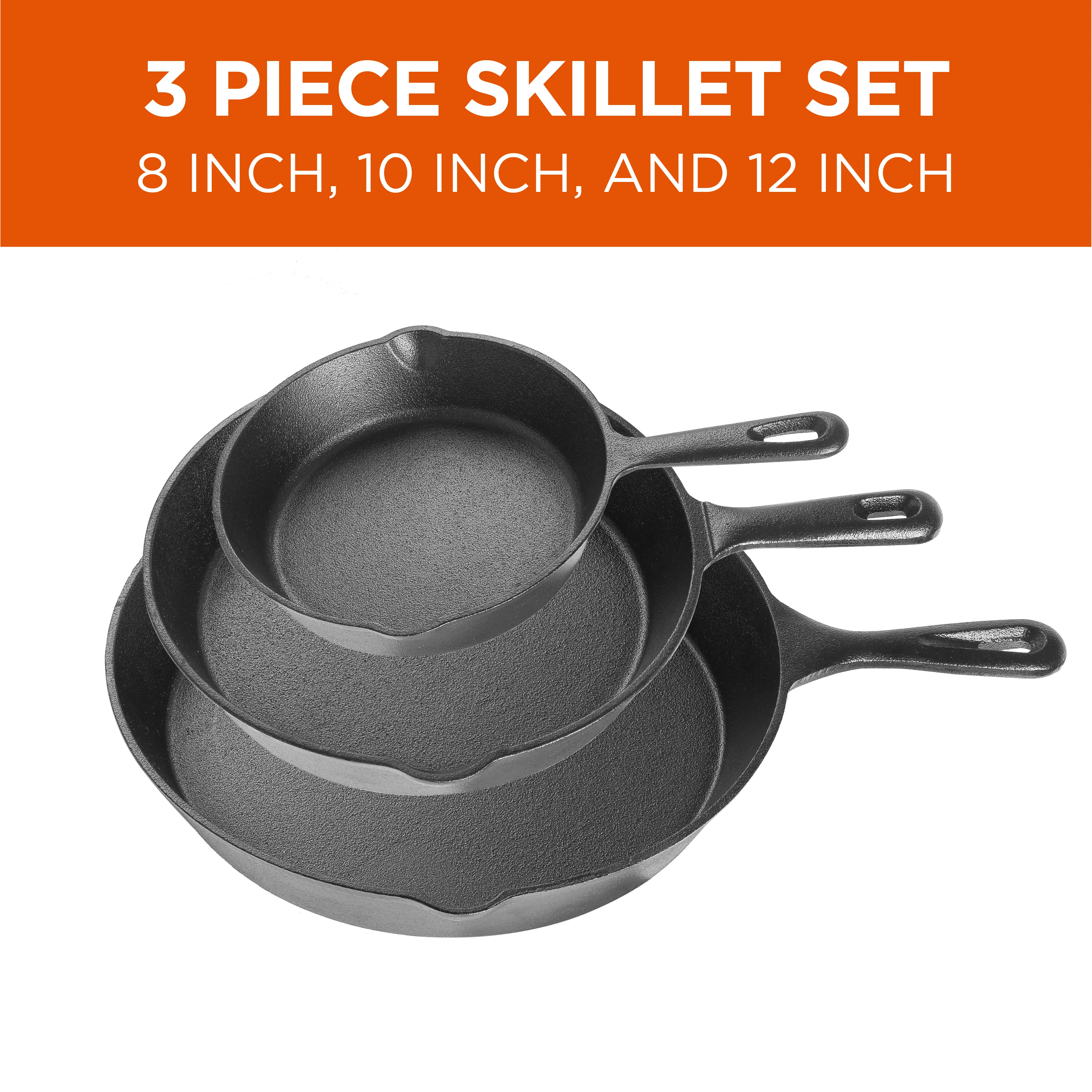 CHCI03PK Commercial Chef Cast Iron 3-Piece Skillet Set-2