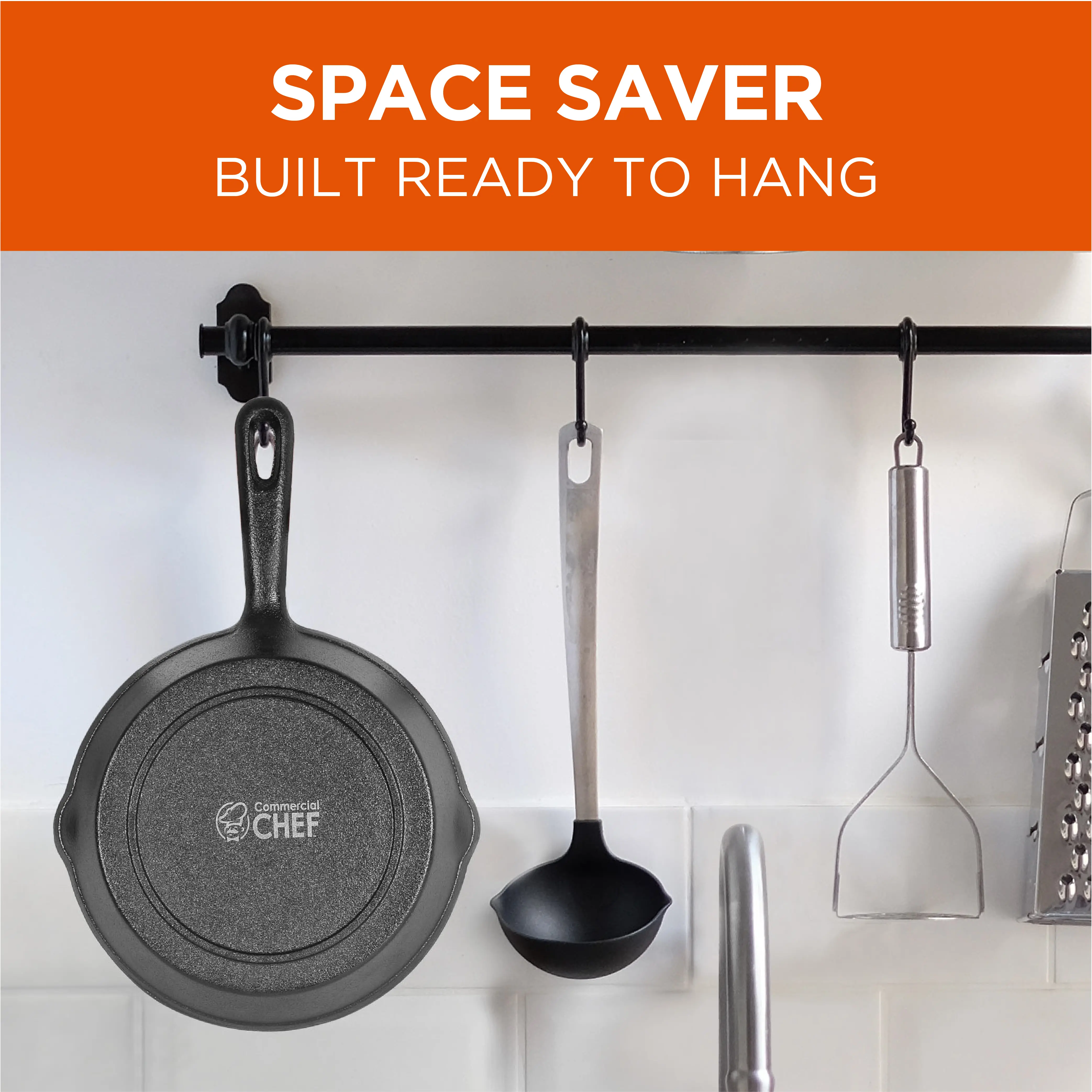 CHCI03PK Commercial Chef Cast Iron 3-Piece Skillet Set-4