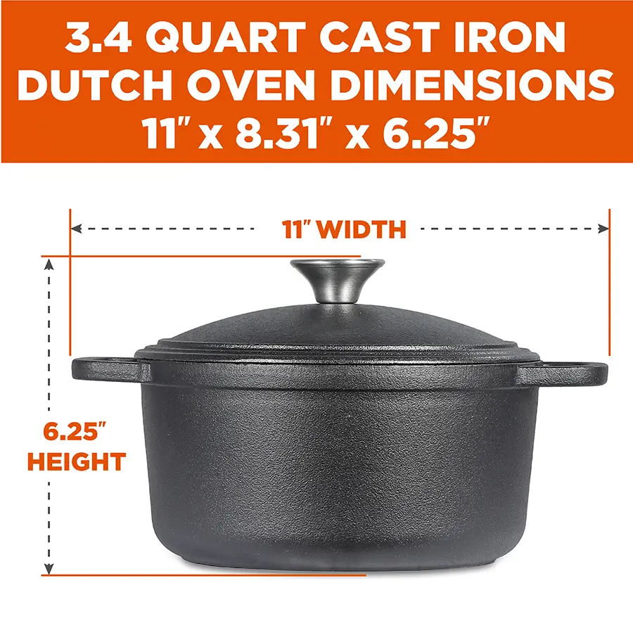 CHCI340 Commercial Chef 3.4 Quart Dutch Oven-6