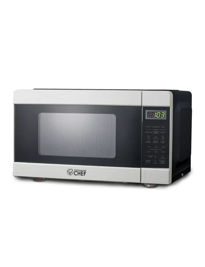 Commercial Chef 0.9 Cu Ft Countertop Microwave - Black and Stainless Steel