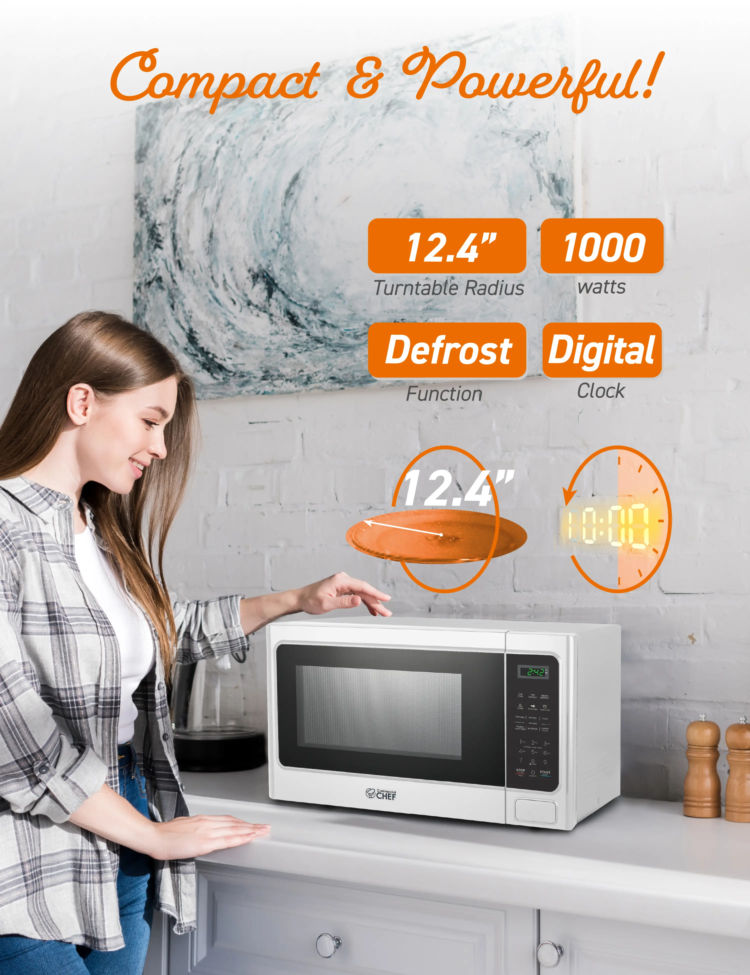 CHM13MW6 Commercial Chef 1.3 Cu Ft Countertop Microwave - White-4