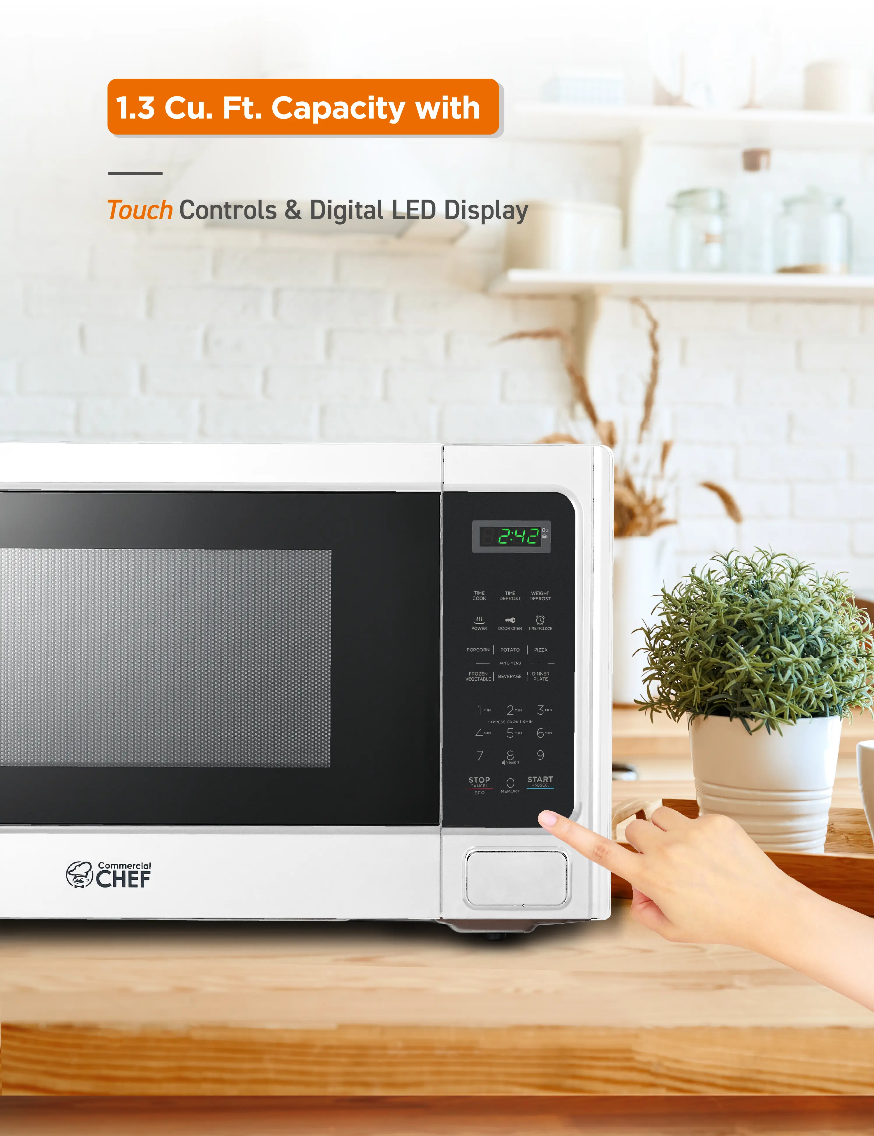 CHM13MW6 Commercial Chef 1.3 Cu Ft Countertop Microwave - White-6