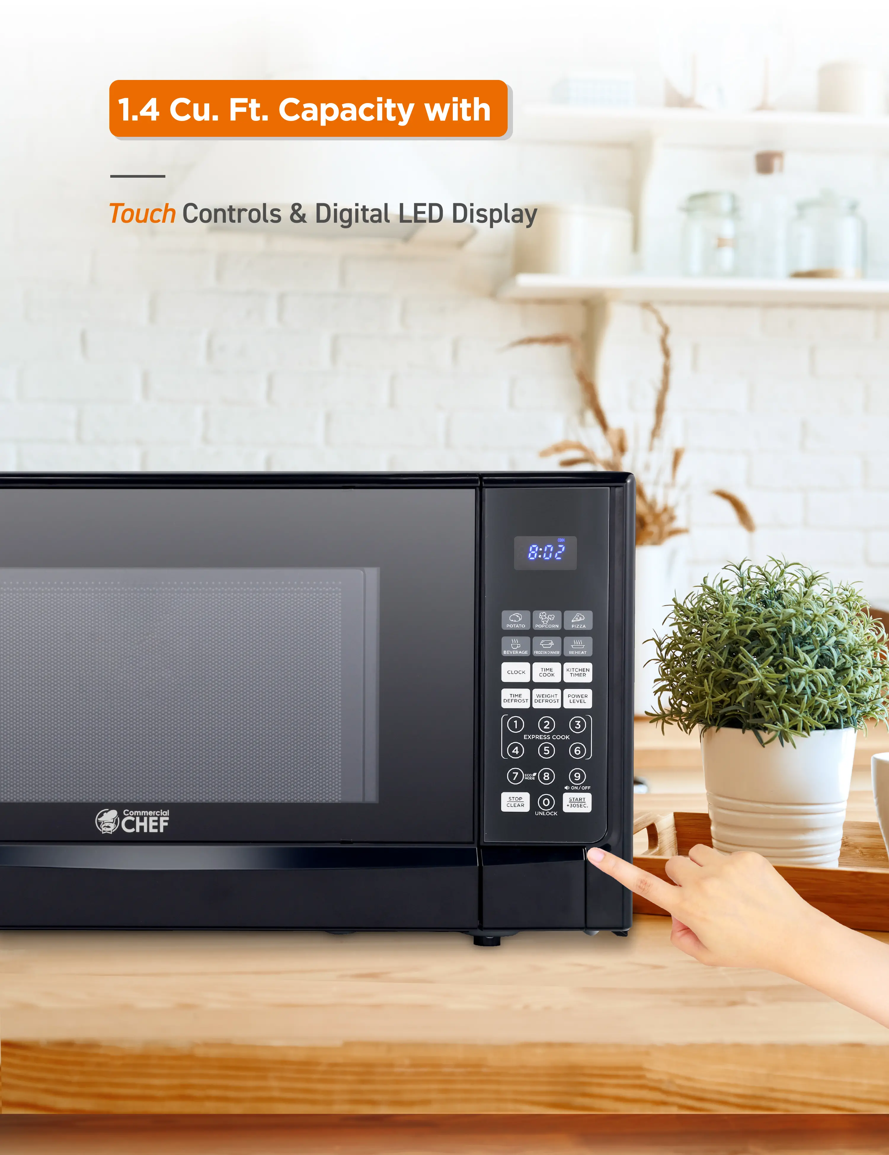 CHM14110B6C Commercial Chef 1.4 Cu Ft Countertop Microwave - Black-6