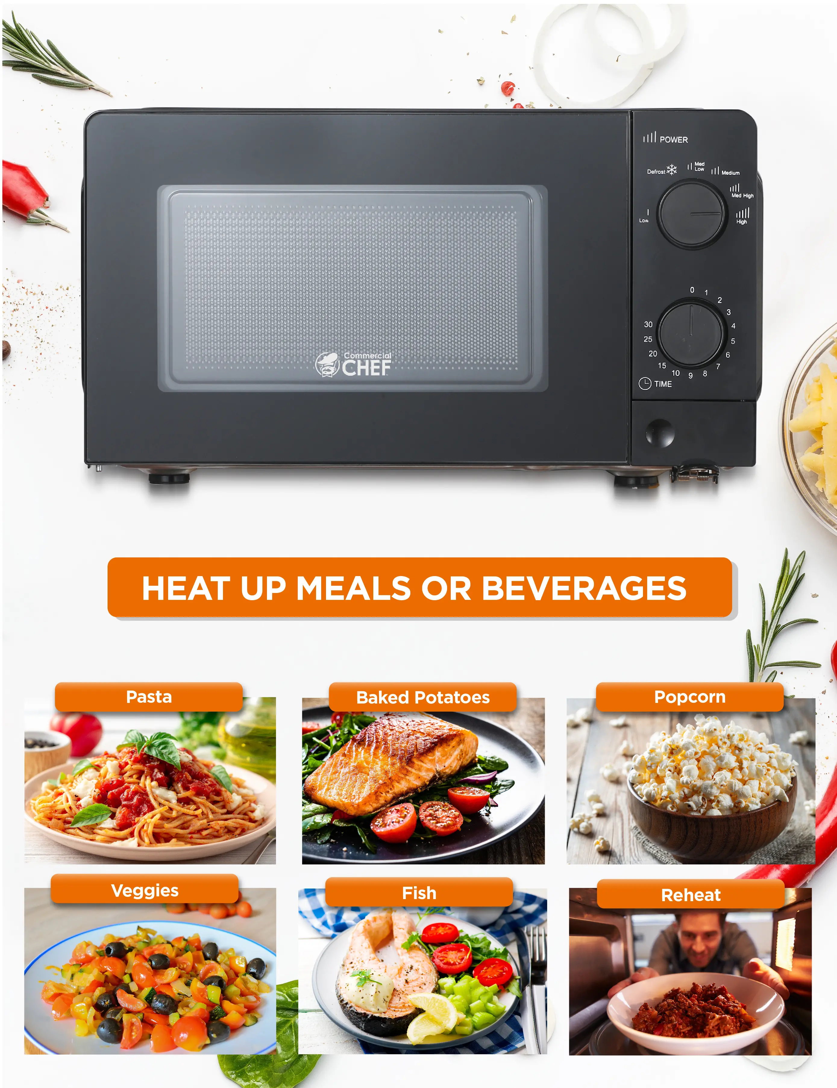 CHM660B Commercial Chef 0.6 Cu Ft Countertop Microwave - Black-2