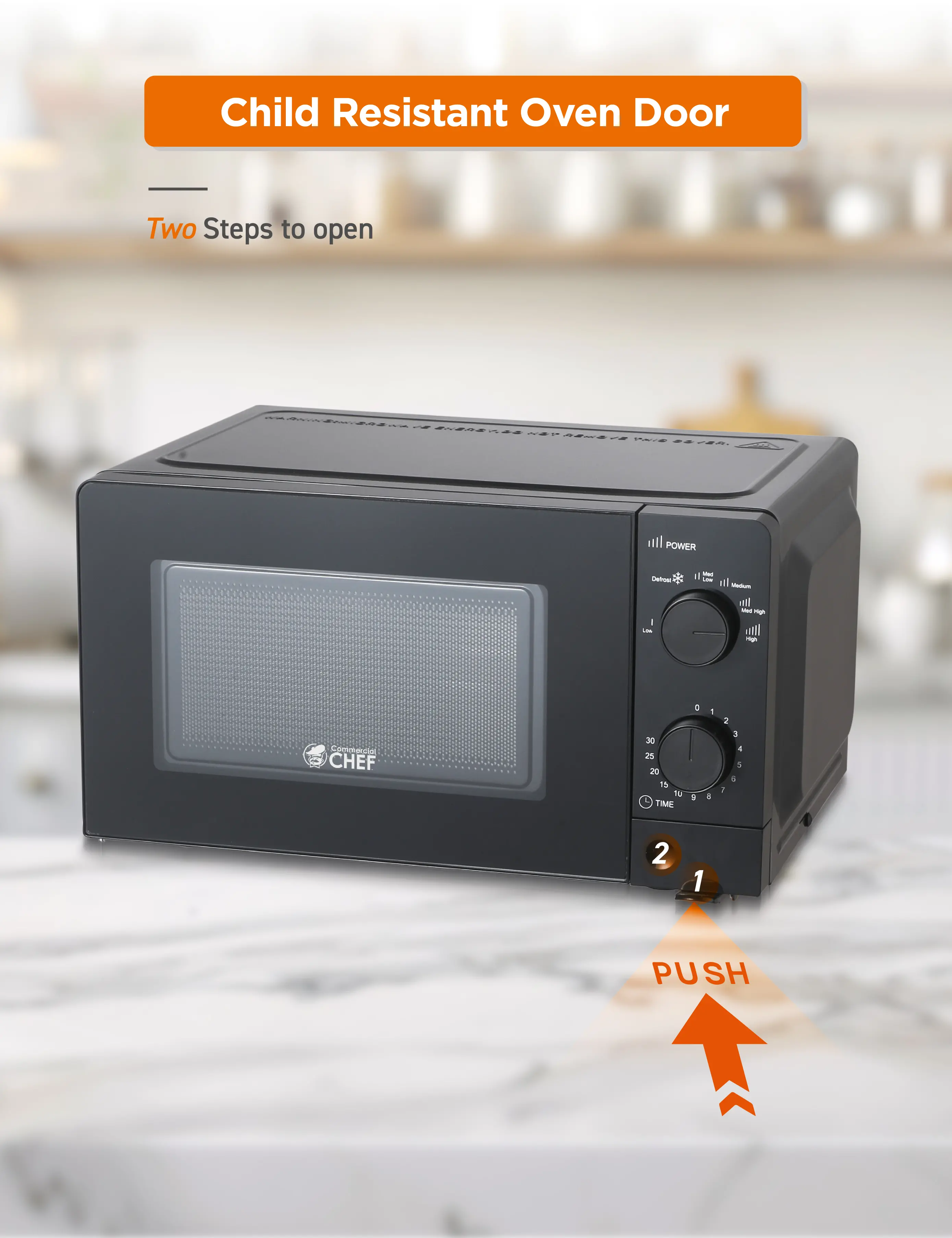 CHM660B Commercial Chef 0.6 Cu Ft Countertop Microwave - Black-4