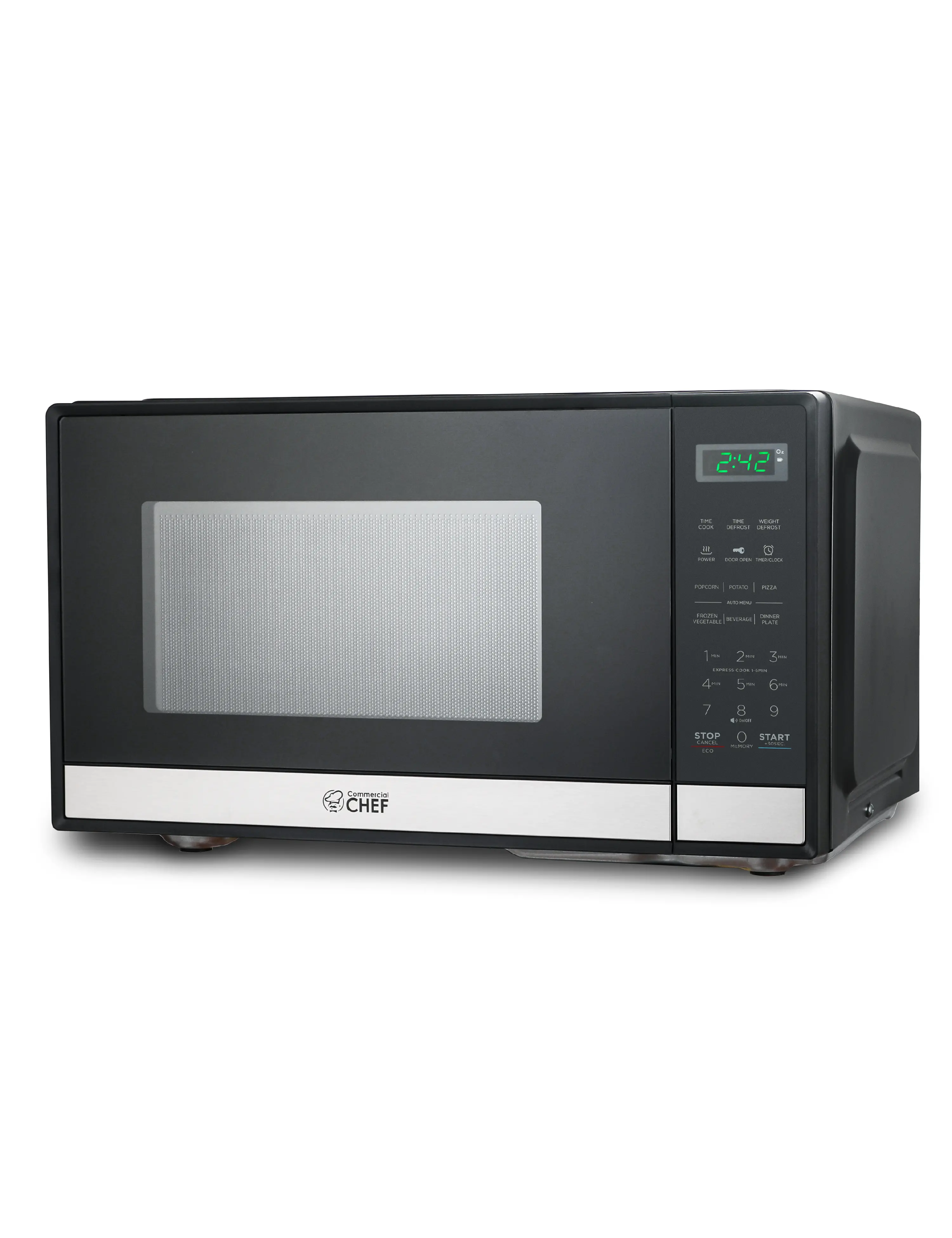 CHM9MS Commercial Chef 0.9 Cu Ft Countertop Microwave - Stainless Steel and Black-1