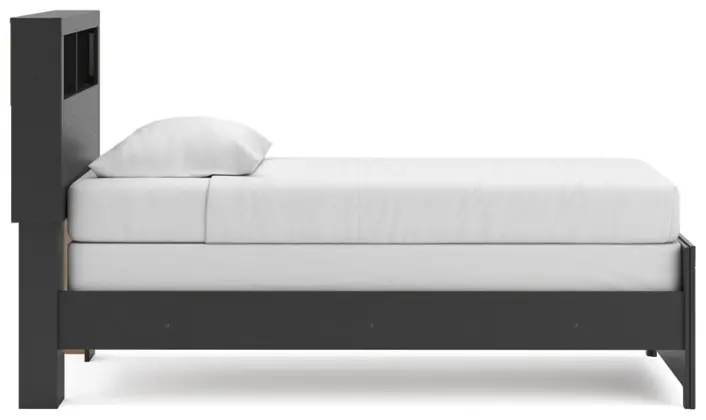 Graystone Dark Charcoal and Weathered Gray Twin Bookcase Bed-4