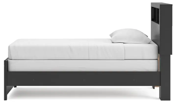 Graystone Dark Charcoal and Weathered Gray Twin Bookcase Bed-5