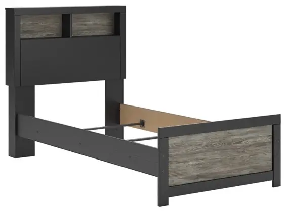Graystone Dark Charcoal and Weathered Gray Twin Bookcase Bed-6