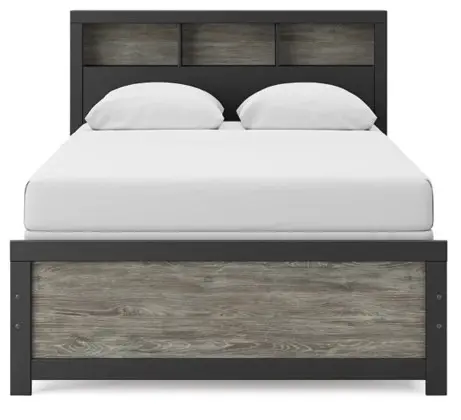 Graystone Dark Charcoal and Weathered Gray Full Bookcase Bed-2