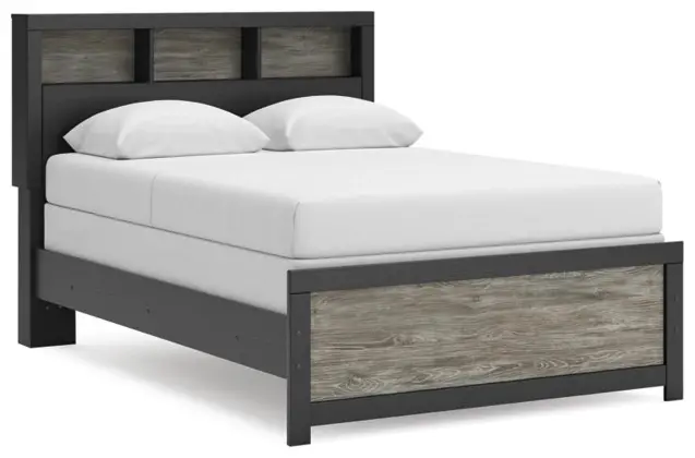 Graystone Dark Charcoal and Weathered Gray Full Bookcase Bed-3