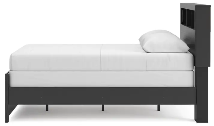 Graystone Dark Charcoal and Weathered Gray Full Bookcase Bed-4