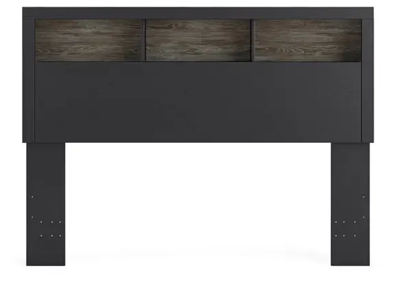 Graystone Dark Charcoal and Weathered Gray Queen Bookcase Bed-6