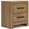 Sandstone Light Oak Two-Drawer Nightstand